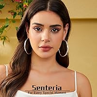 Vista 2 de Senteria 4MM Wide S925 Sterling Silver Hoop Earrings Hypoallergenic Extra Large Silver Hoop Earrings for Women Lightweight Oversize Big Silver Thick