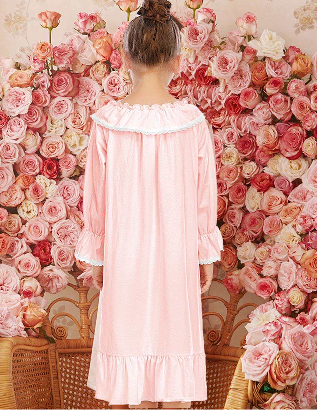 Verve Jelly Filles coton à manches longues nuisettes dentelle princesse chemise de nuit blanche chemise de nuit vêtements de nuit vêtements de nuit
