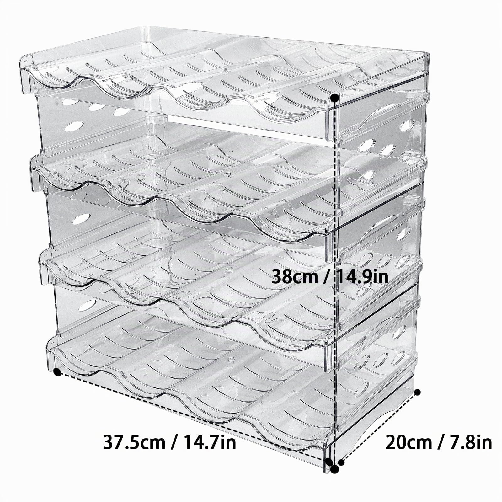 4 Pièces Range Bouteille Frigo Empilable Porte Support Rangement Bouteille Vin Eau Vertical Casier à Bouteilles Plastique Contenir Jusqu'à 16 Bouteillespour Comptoirs de Cuisine Armoire Réfrigérateur