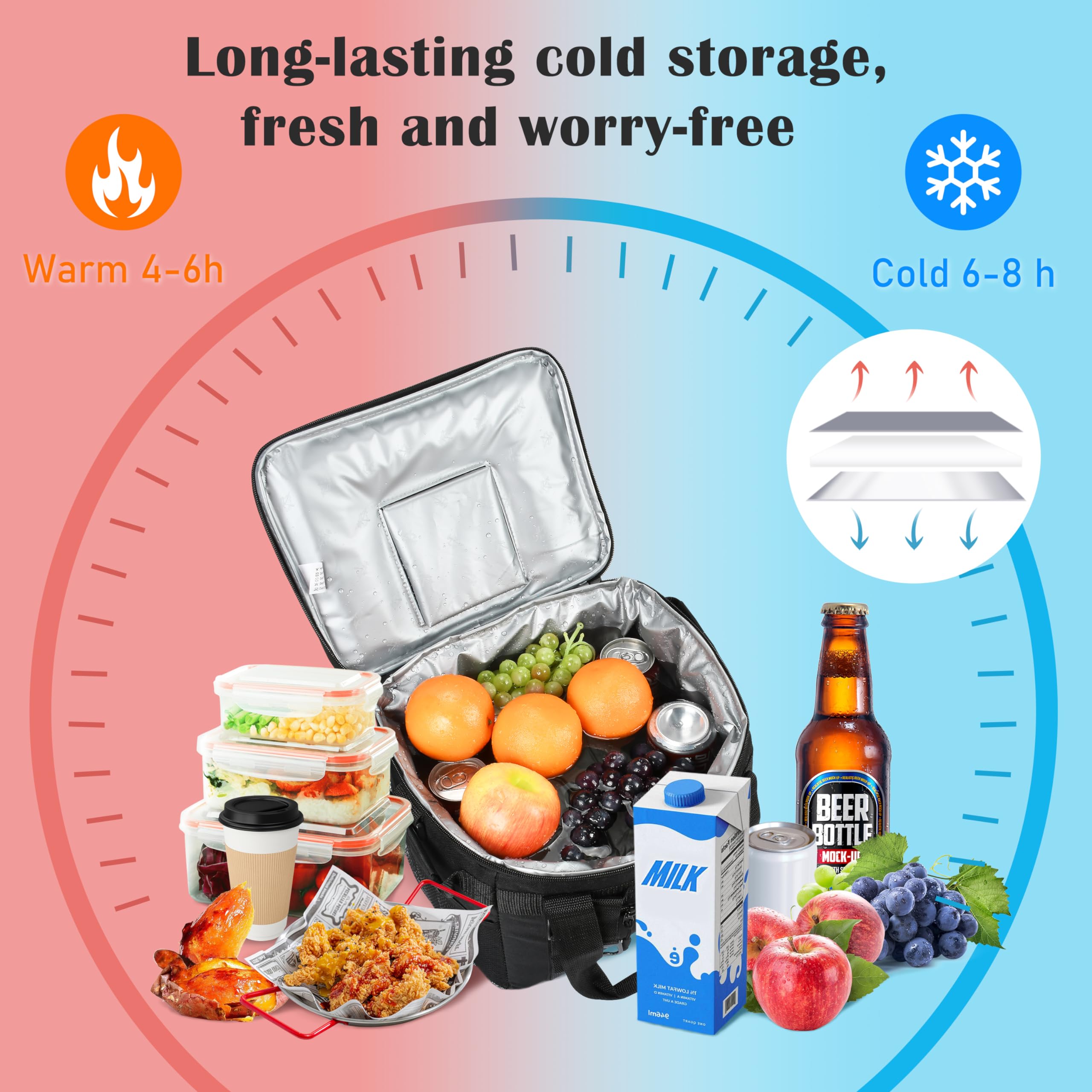 Tirrinia (ティリニア) 大型 断熱クーラーバッグ - アウトドア 漏れ防止 ランチクーラー トートバッグ 男女兼用 - ポータブル  冷凍庫バッグ 調節可能なショルダーストラップ付き ピクニック ビーチ