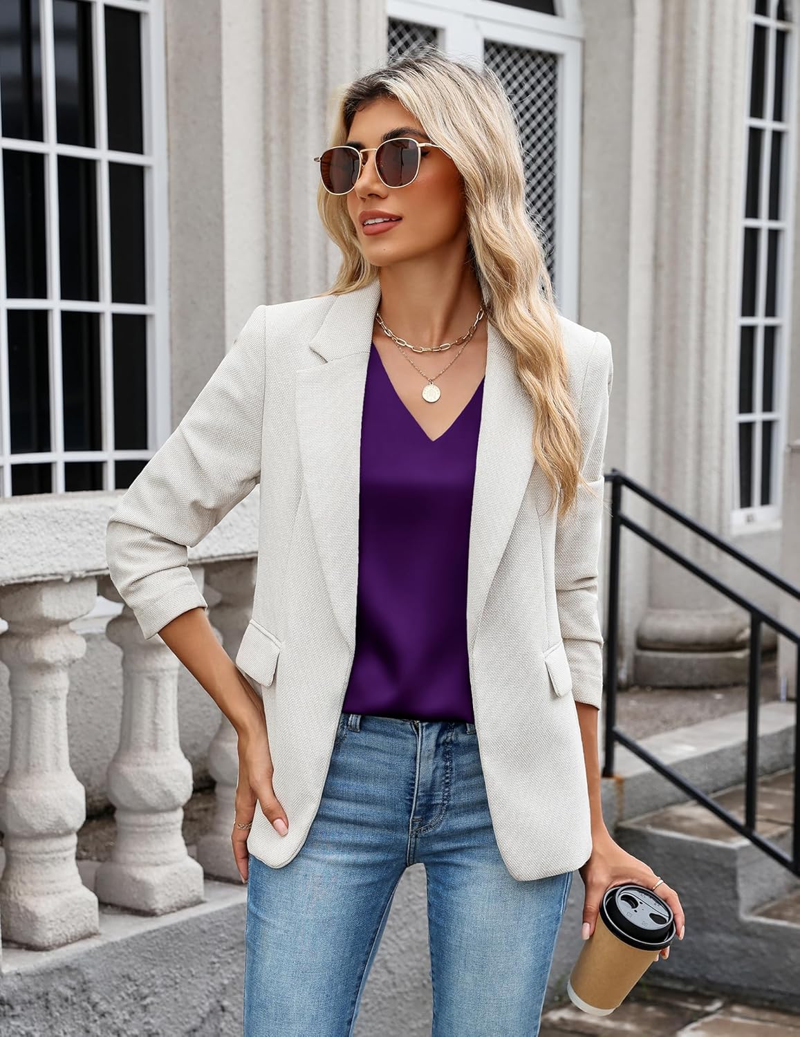 Zeagoo Women's Silk Satin Camisole Tank Tops V Neck Pleated Dressy Casual Sleeveless Blouses Summer Business Work Shirts - Image 4