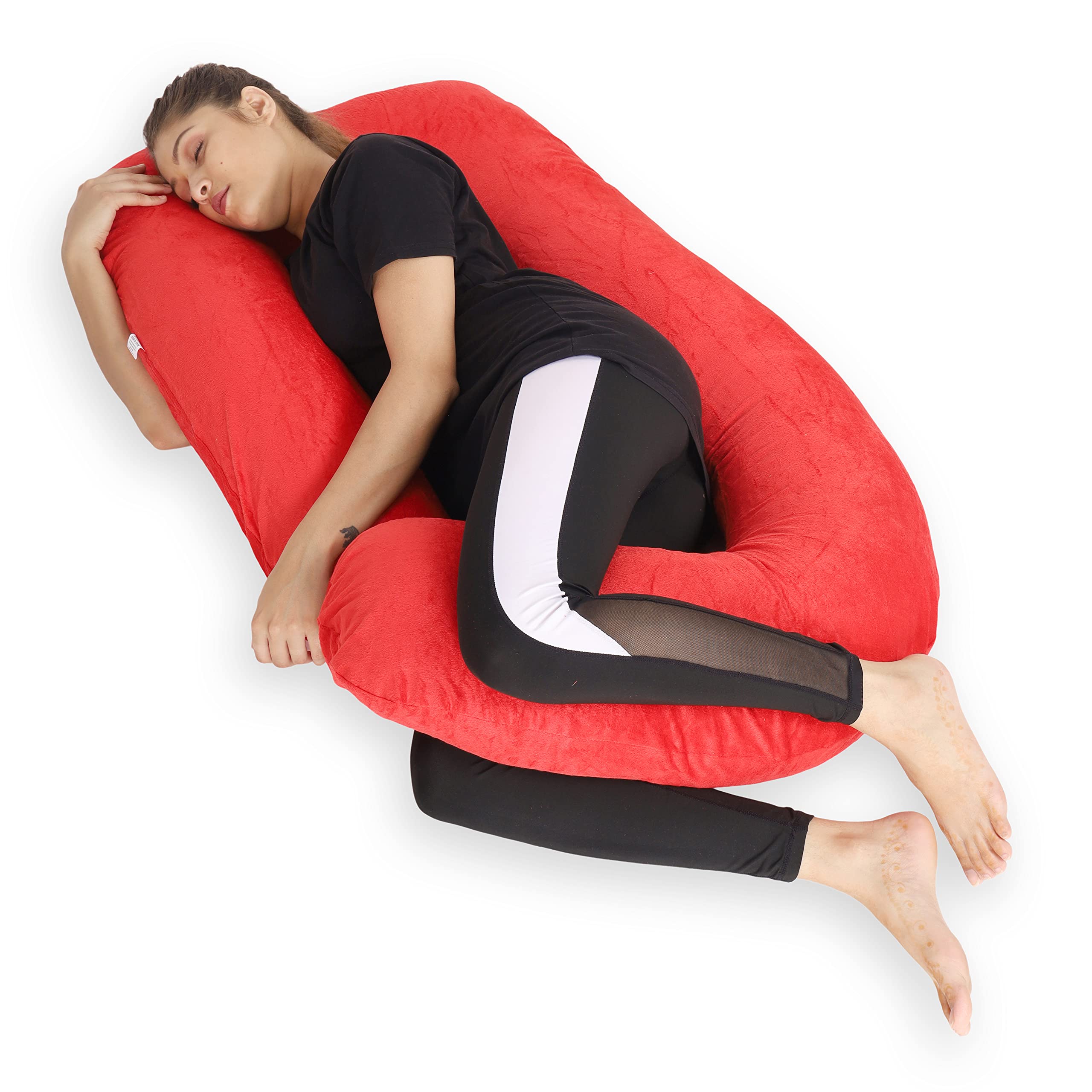 MARWAL Ultra Soft J Shaped Pregnancy Pillow, Body Pillow for Sleeping, Full Body Pillow, Baby Nursing Cushion & Maternity Pillow with Velvet Zippered Cover