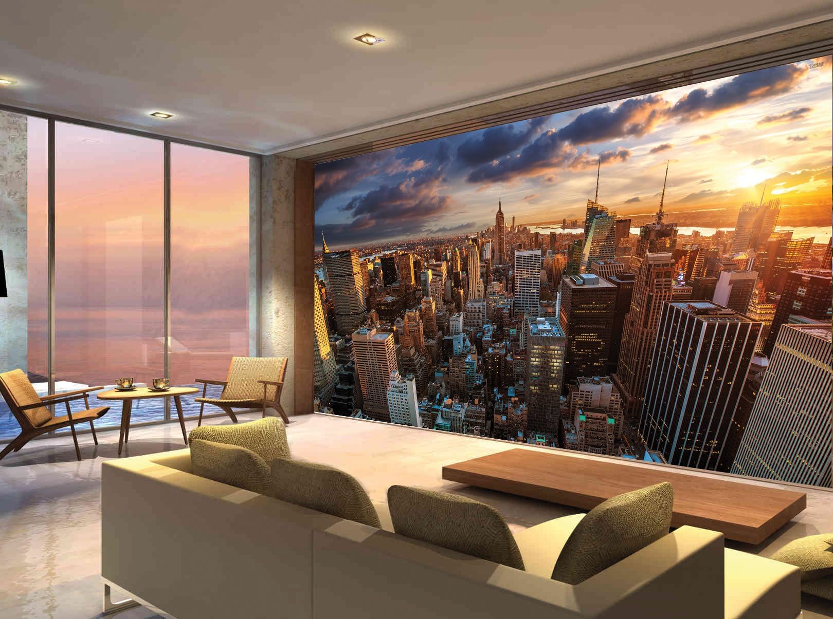 amazingsticker New York City Building Skyline Manhattan Photo Wallpaper Mural Bedroom Decoratioin Wall Covering 390x260cm