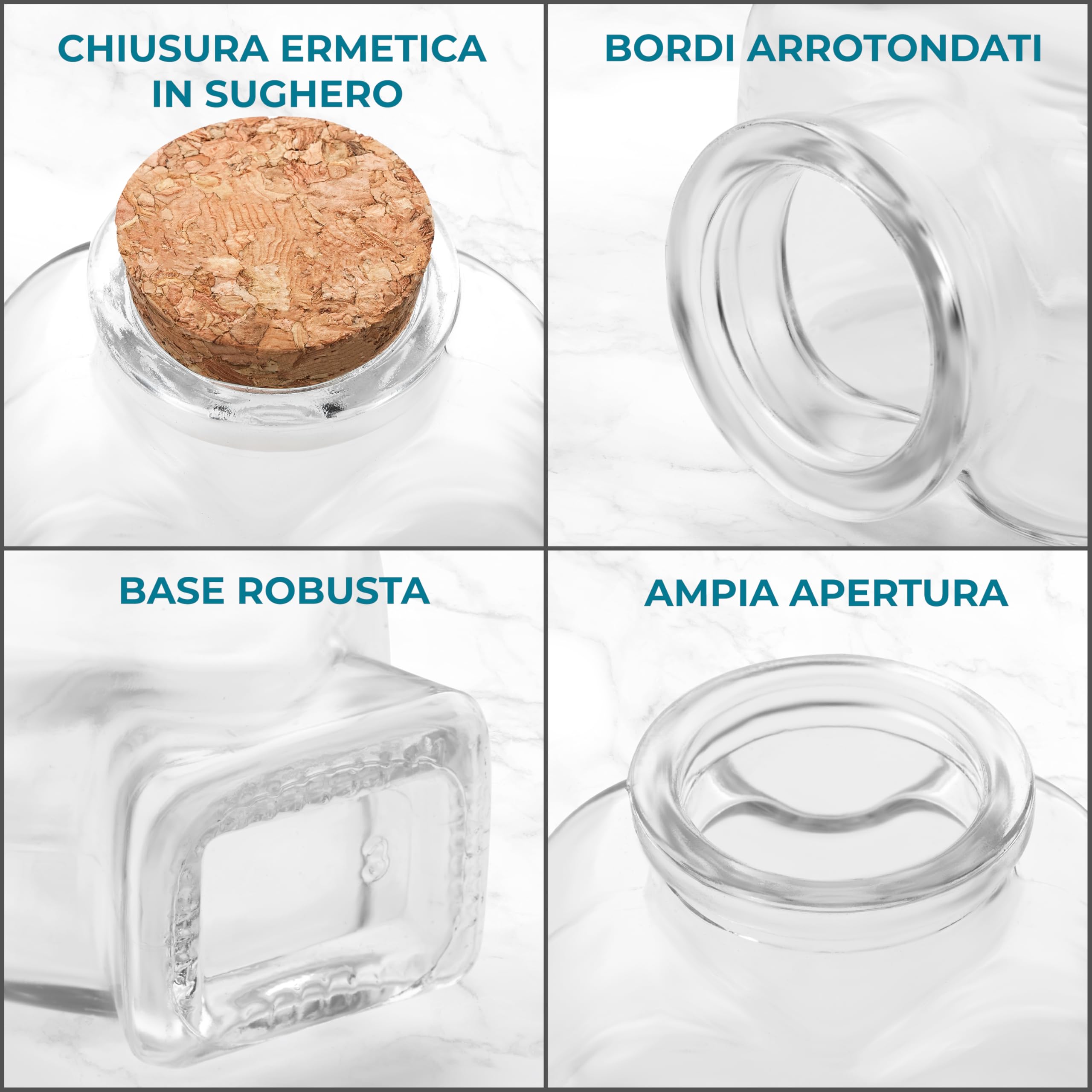Winter Shore Boccette Vetro Tappo Sughero Cuore da 70 ml con Etichette e Cordoncini - Set da 12 Bottiglie Particolari per Messaggi e Bricolage