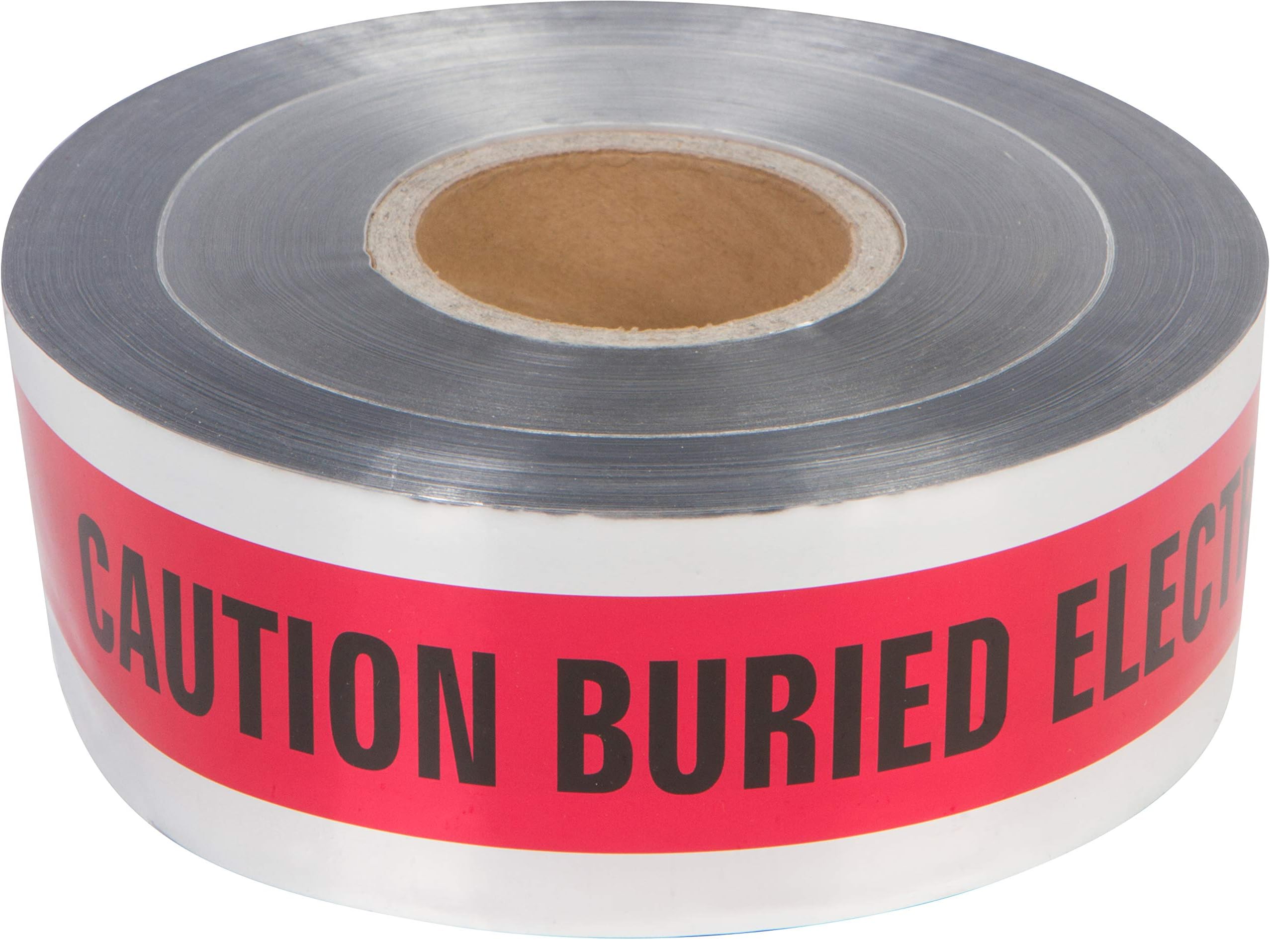 Morris Products Underground Electrical Foil Lined Caution Tape – 3" Width – Detectable From 12-24" Depths – Red – Printed with Caution Buried Electric Line Below – 1, 000'. Length