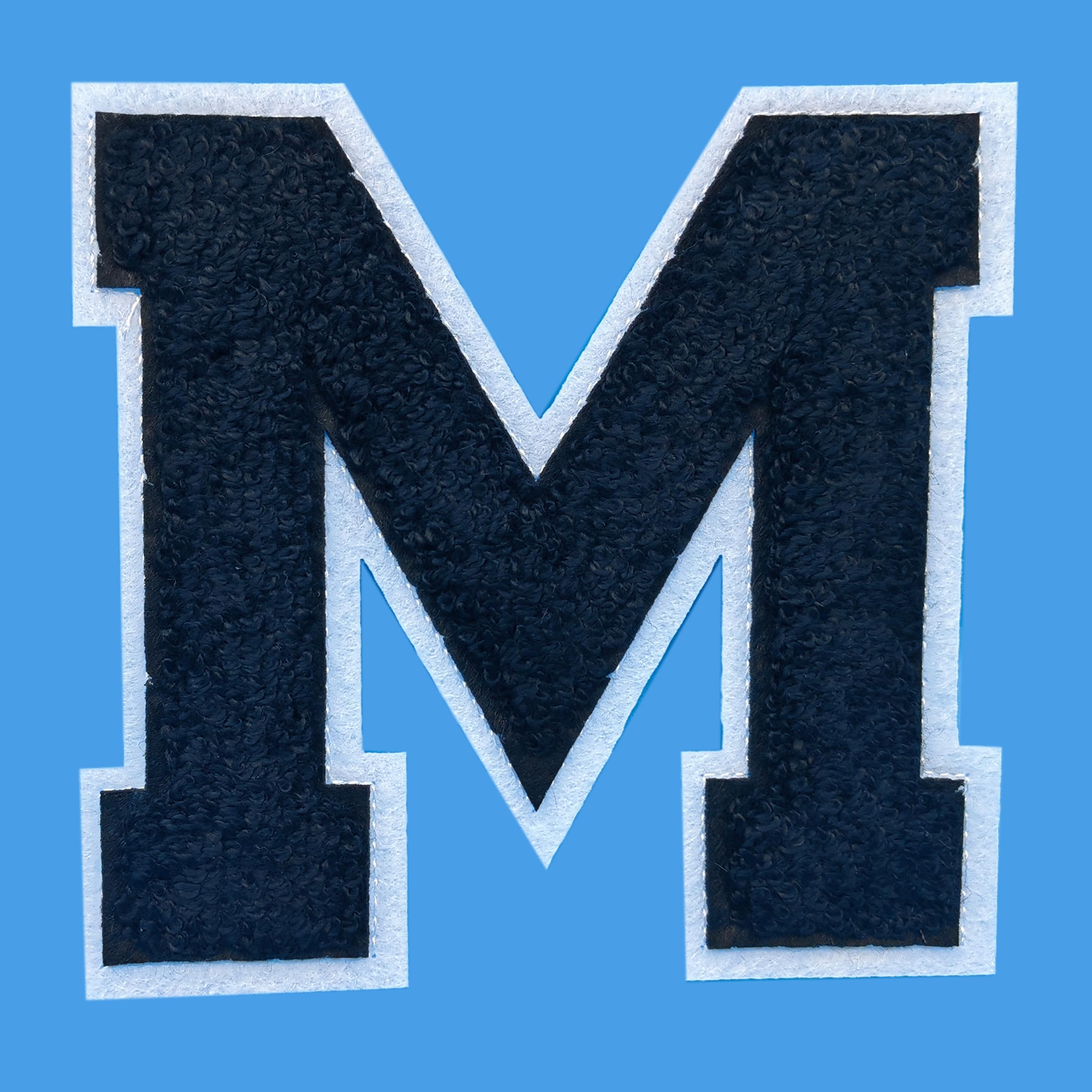 TripDock2 PCS Iron On Letter Patches- 4.5 Inch High Chenille Sew On Jacket Patches-Stylish & Versatile Embroidered Badge for Jackets, Hats, Bags, and More/Black/ 2PCS M