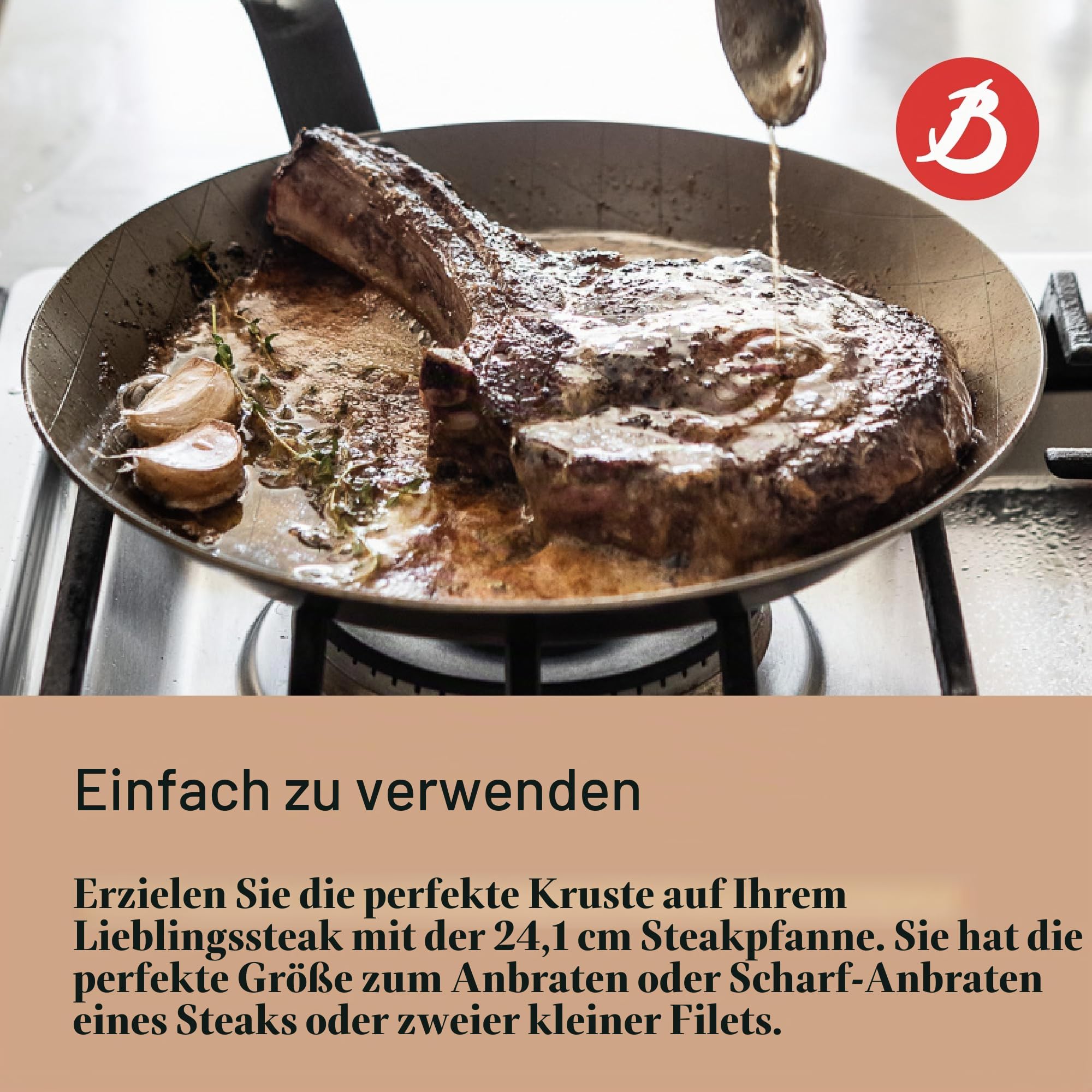 DeBuyer 5616.24 Steakpfanne, Edelstahl, silber, 24 cm