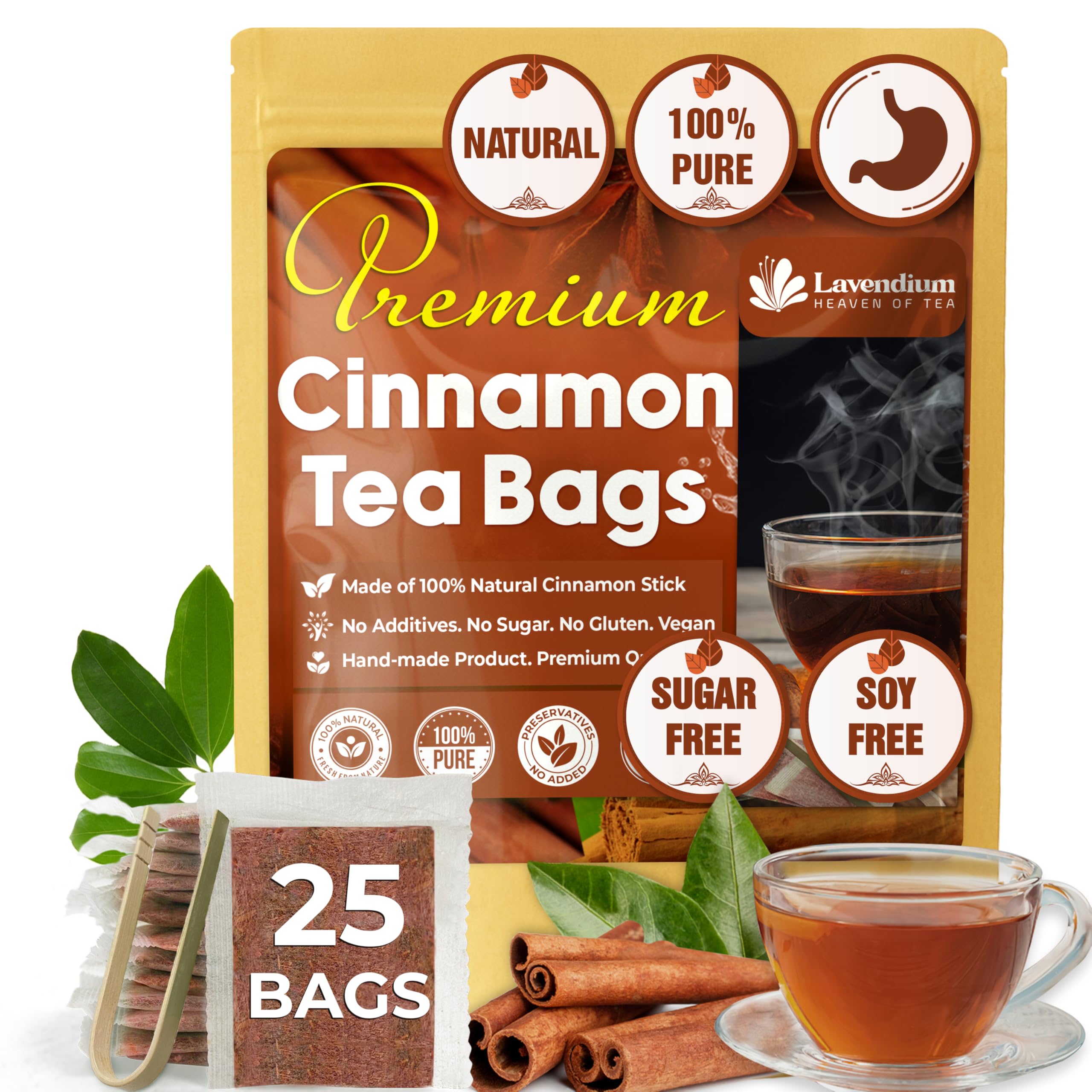 Amazon.com : Lavendium, 25 Pure Cinnamon Tea Bags, Made of 100