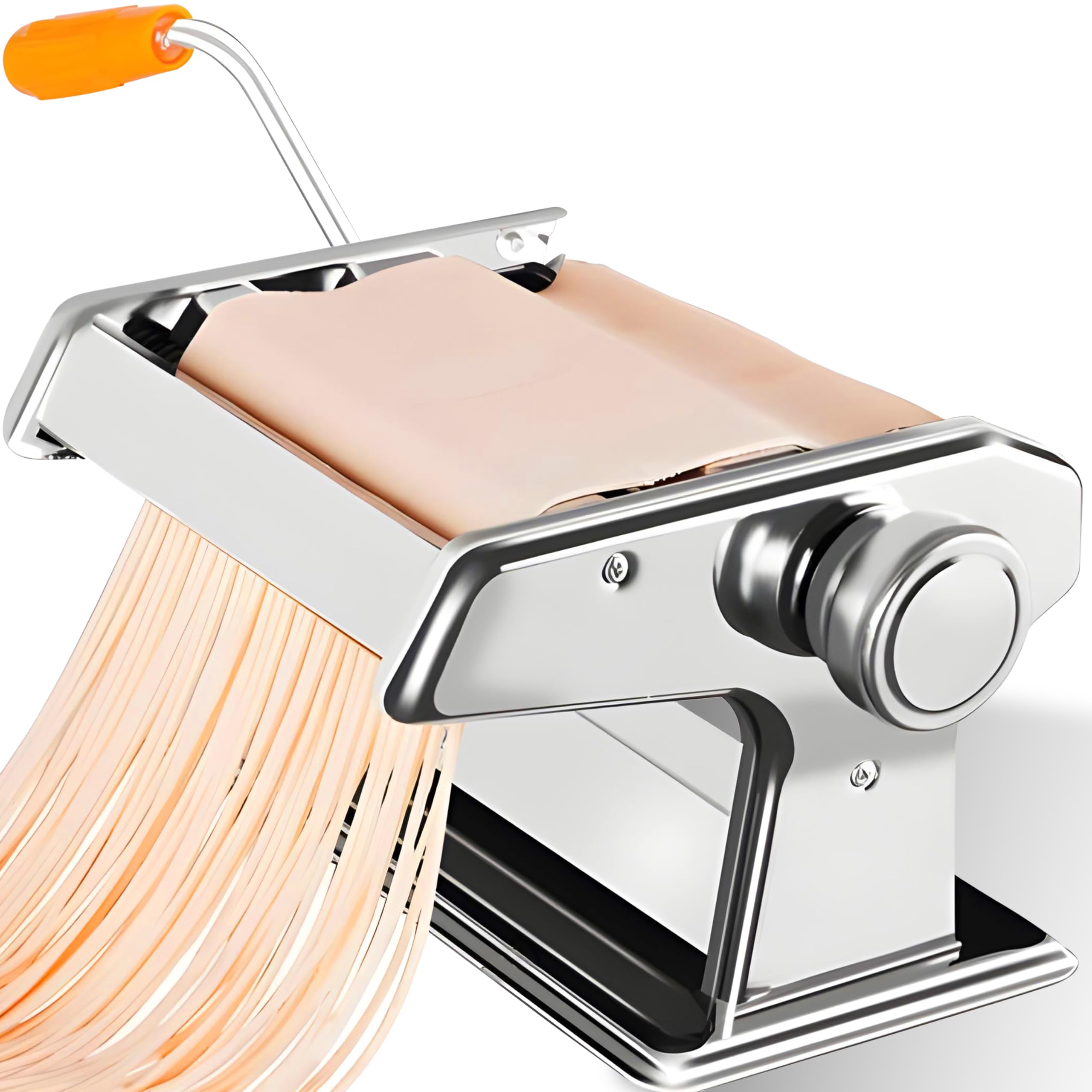 Retoo Macchina per Pasta Manuale in Acciaio Inox - Pasta Maker per Spaghetti, Lasagne, Tagliatelle - Rullo Con Fermaglio da Tavolo - Argento