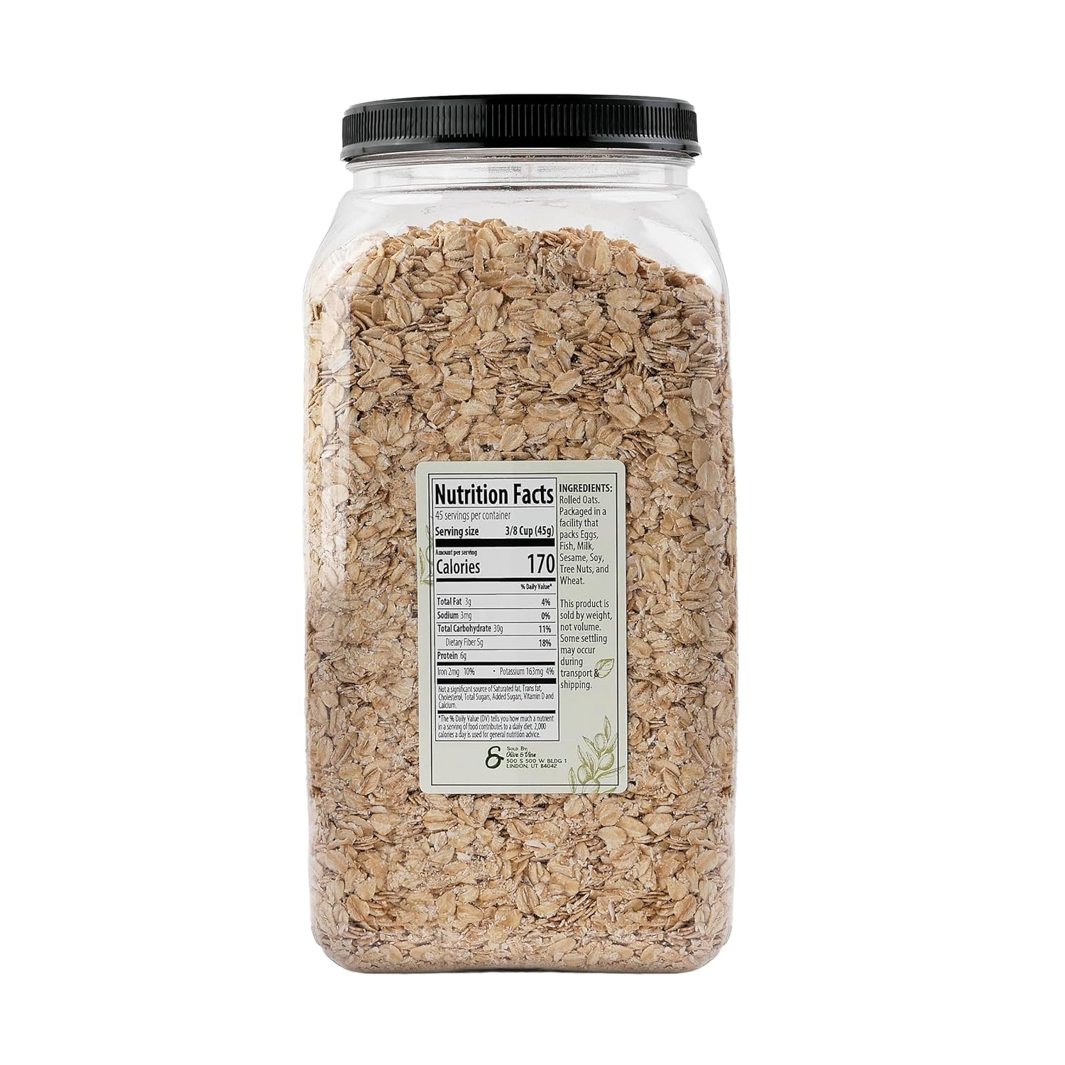 Olive & Vine Rolled Oats, Nutty Flavor, For Breakfast & Baking, Rich Tradition, Authentic Taste, For Global Recipes (4.5 Pound)