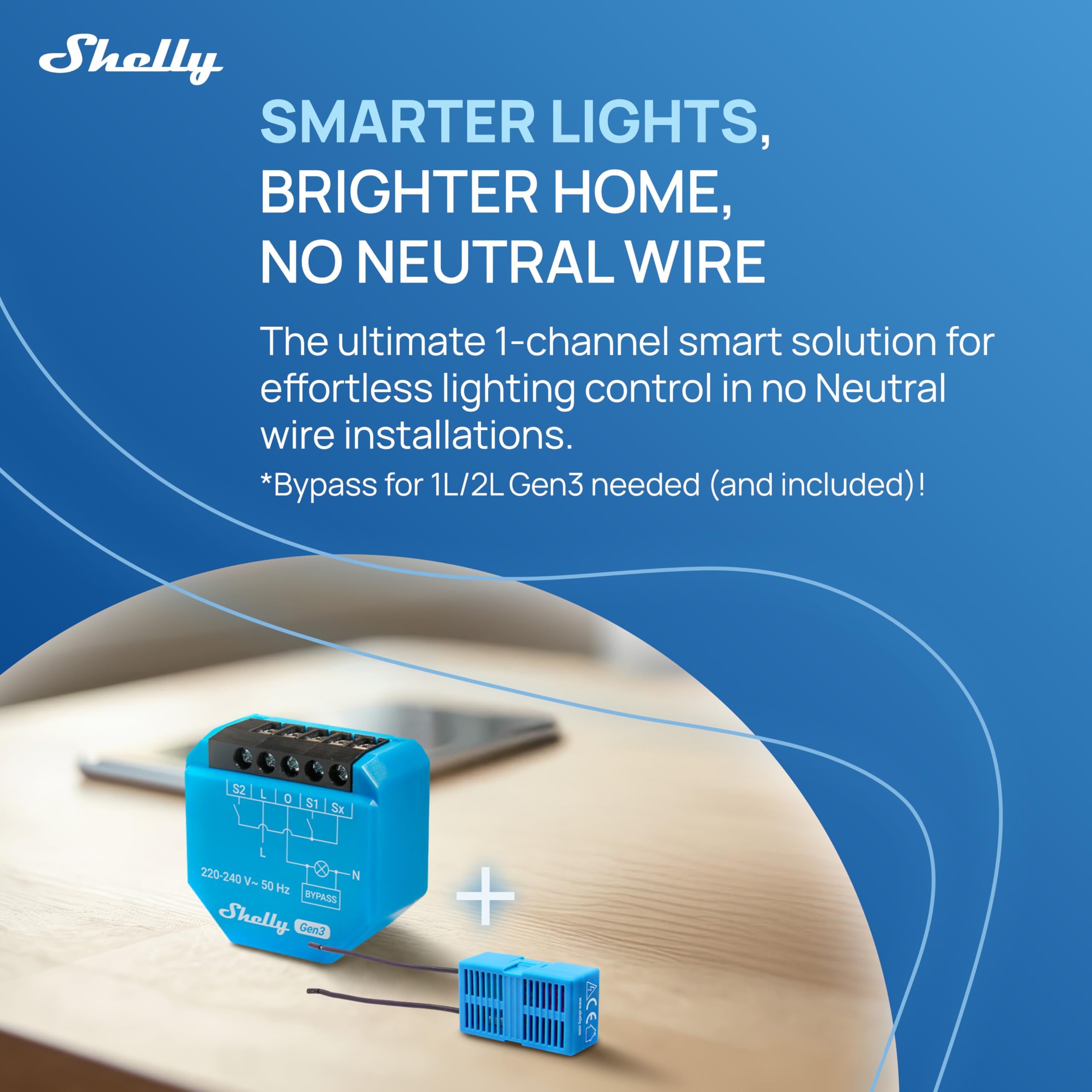 Shelly 1L Gen3 Con Bypass- Interruptor Inteligente WLAN, 1 Canal, Alexa, Google Home, Smartthings, No Requiere Concentrador, Mando A Distancia, No Requiere Conductor Neutro, Montaje Empotrado, Control