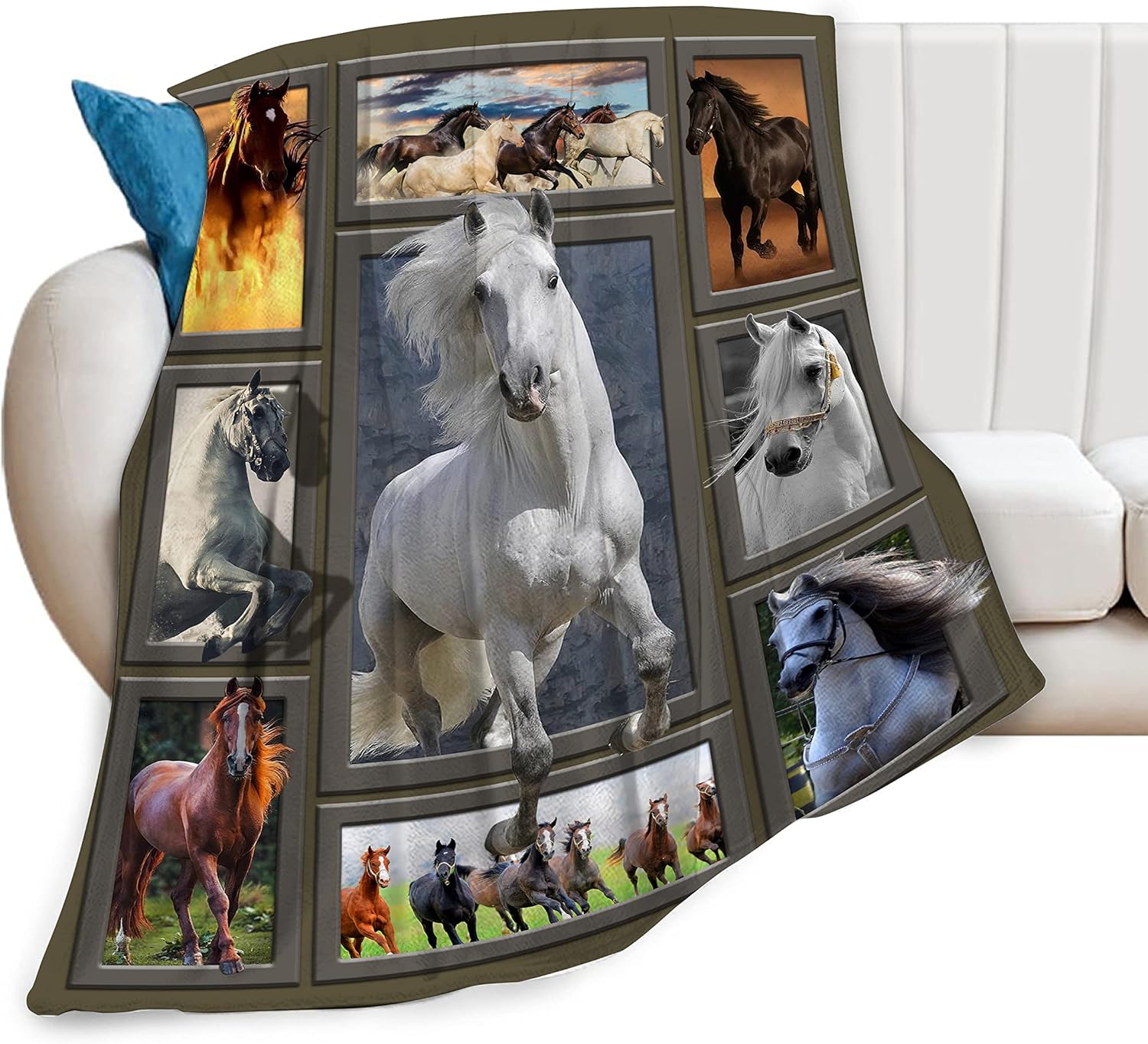Western Horse Blanket for Boys Man Horse Gifts Running Horse Throw Blanket Super