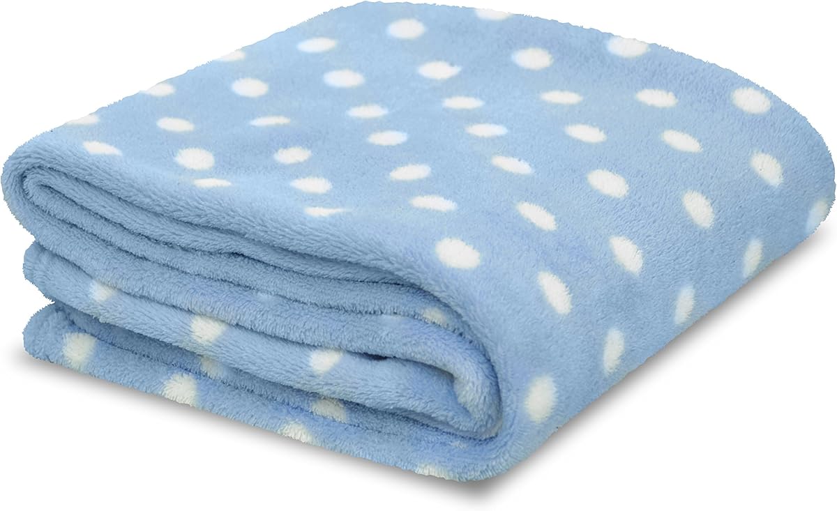Manta de felpa para niños pequeños, lunares azules