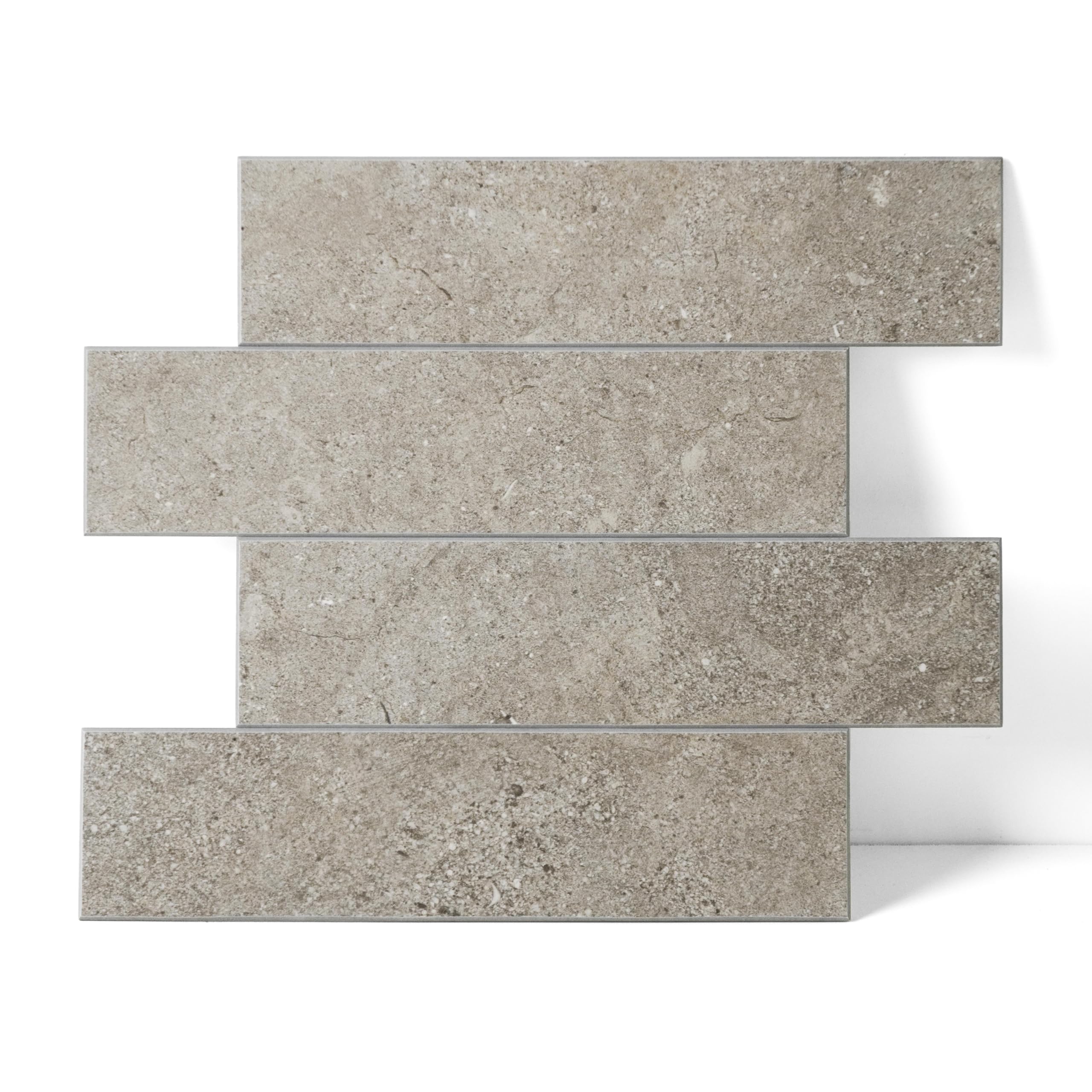 COLAMO 10 azulejos de pared de piedra sintética mate gris roca, ladrillo autoadhesivo para azulejos de pared decorativos, salpicaduras para cocina, sala de estar, dormitorio, baño, chimenea