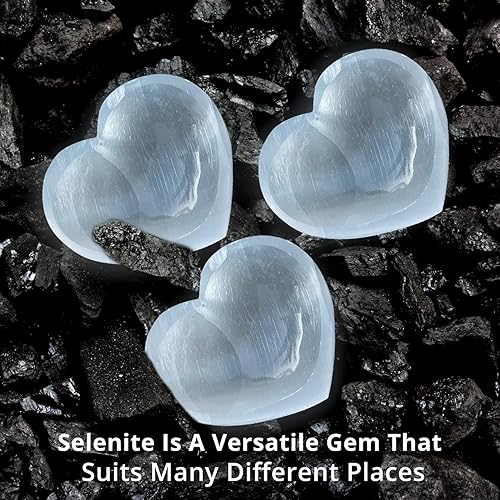 Miniatura 8 de NORTHLANDZ Piedra de corazón de cristal de selenita, cristal de calidad curativa y calmante, masaje de bolsillo, piedra de corazón para curación,