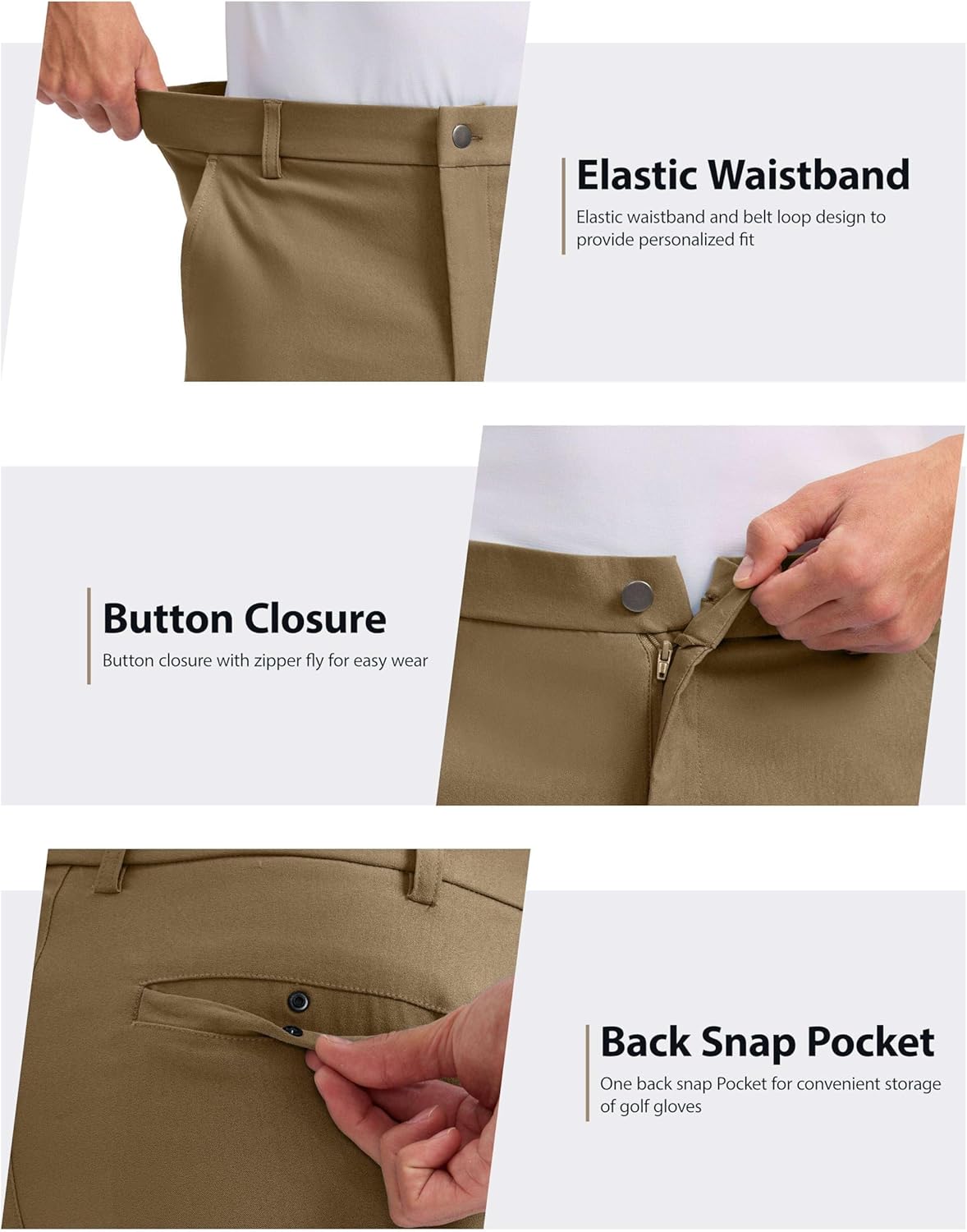 Pudolla Men's Casual Shorts 7/9 Inch Golf Shorts Stretch Dress Work Shorts for Men with 4 Pockets Quick Dry Lightweight - Image 5