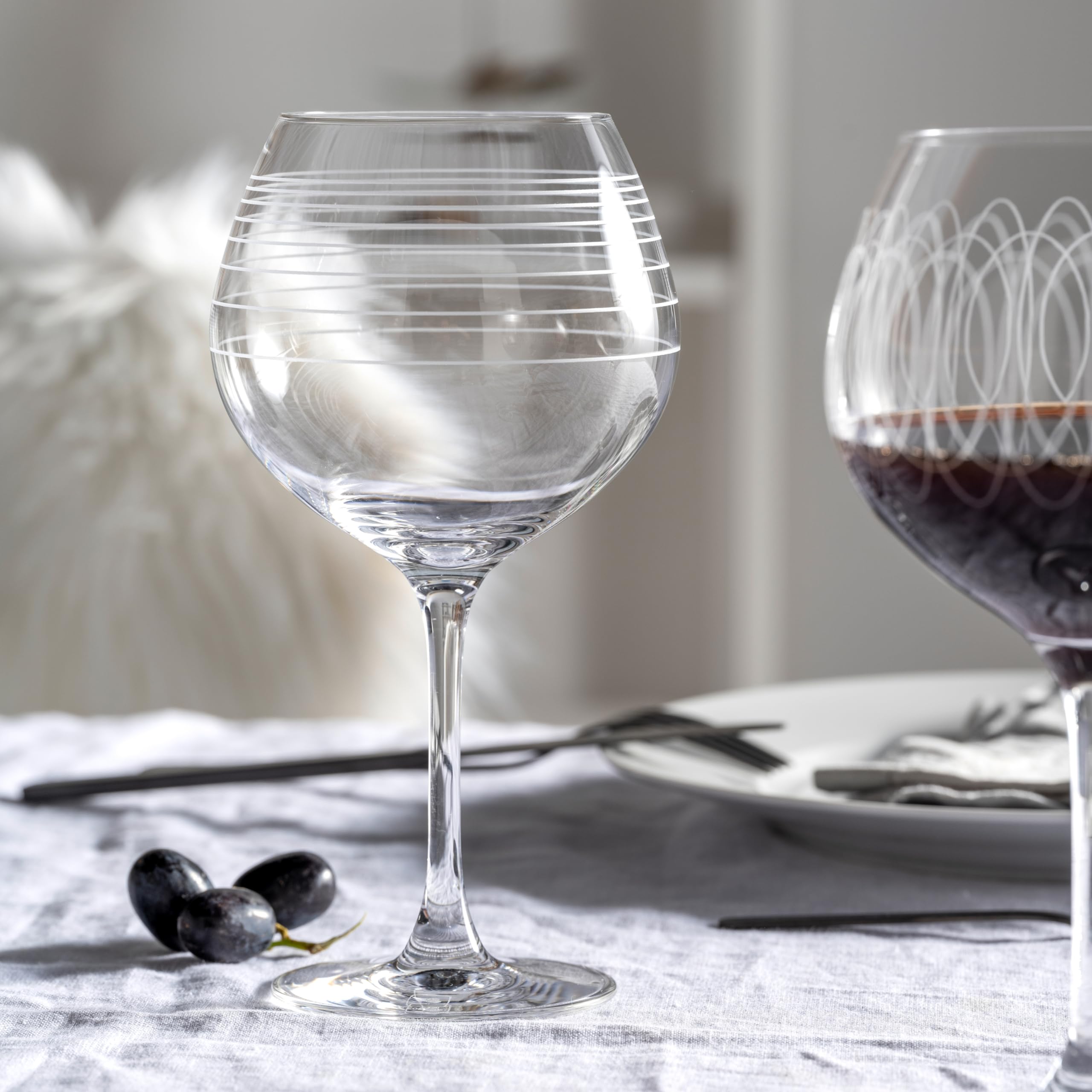 Leonardo Casella 061800 Lot de 6 verres à vin rouge, calices à bourgogne avec motifs, passent au lave-vaisselle, résistant aux chocs, 630 ml