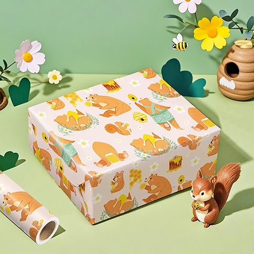 Vista 33 de WRAPAHOLIC Papel de regalo reversible, mini rollo, 17 pulgadas x 33 pies, adorable diseño de gato y azul sólido para cumpleaños, vacaciones