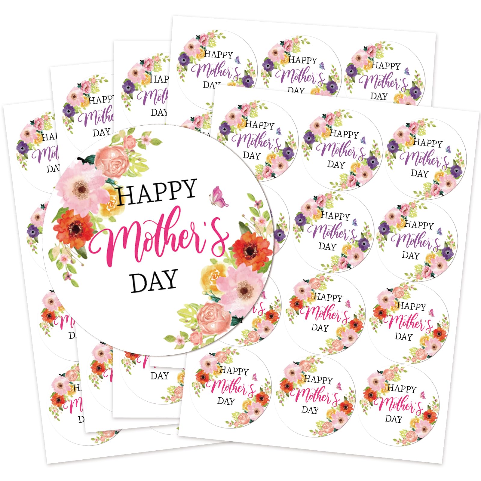 HEYINSHEN 60PCS Happy Mother's Day Stickers Mother's Day Gift Tags Mother Day Stickers Label Mothers Day Seal Label Sticker for Envelope Card Flower