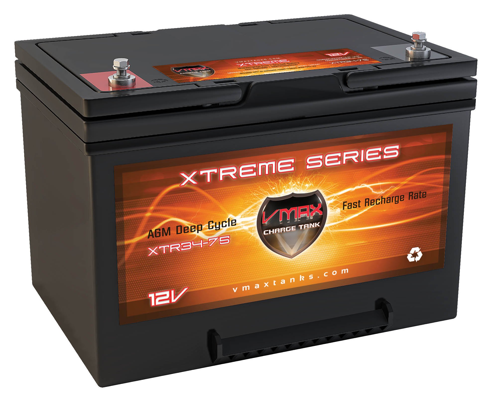 VMAX XTR34-75 12V 75Ah Group 34 AGM Deep Cycle Sealed Battery Replacement Compatible with MK M34 SLD
