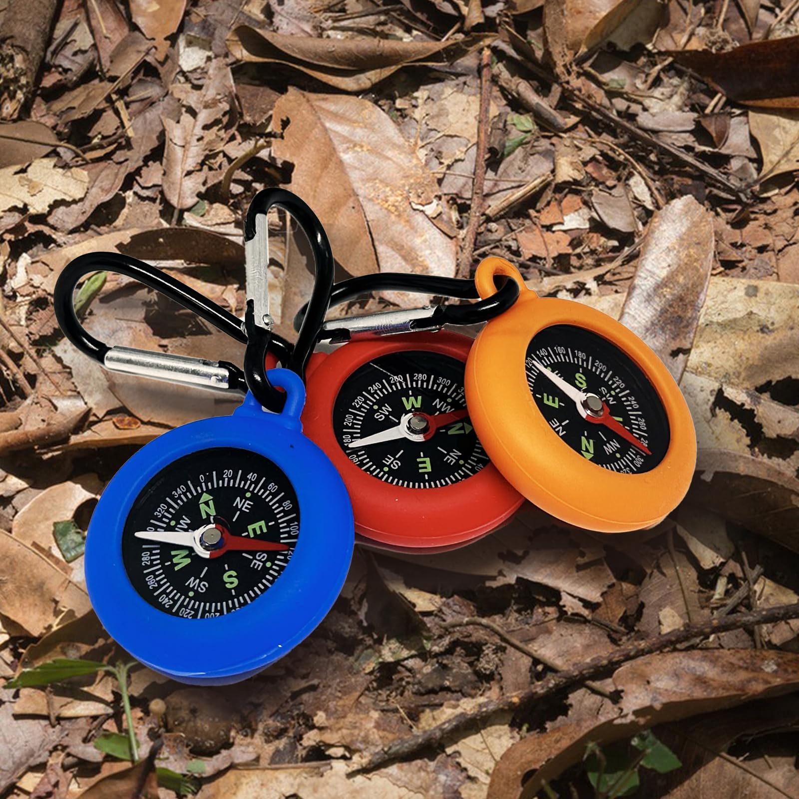 6 Pièces Mousqueton Multifonction avec Boussol, Mini Kompass Kinder avec Boucle à Ressort, Boussole Enfant Portable pour à La Randonnée et Au Camping en Plein Air