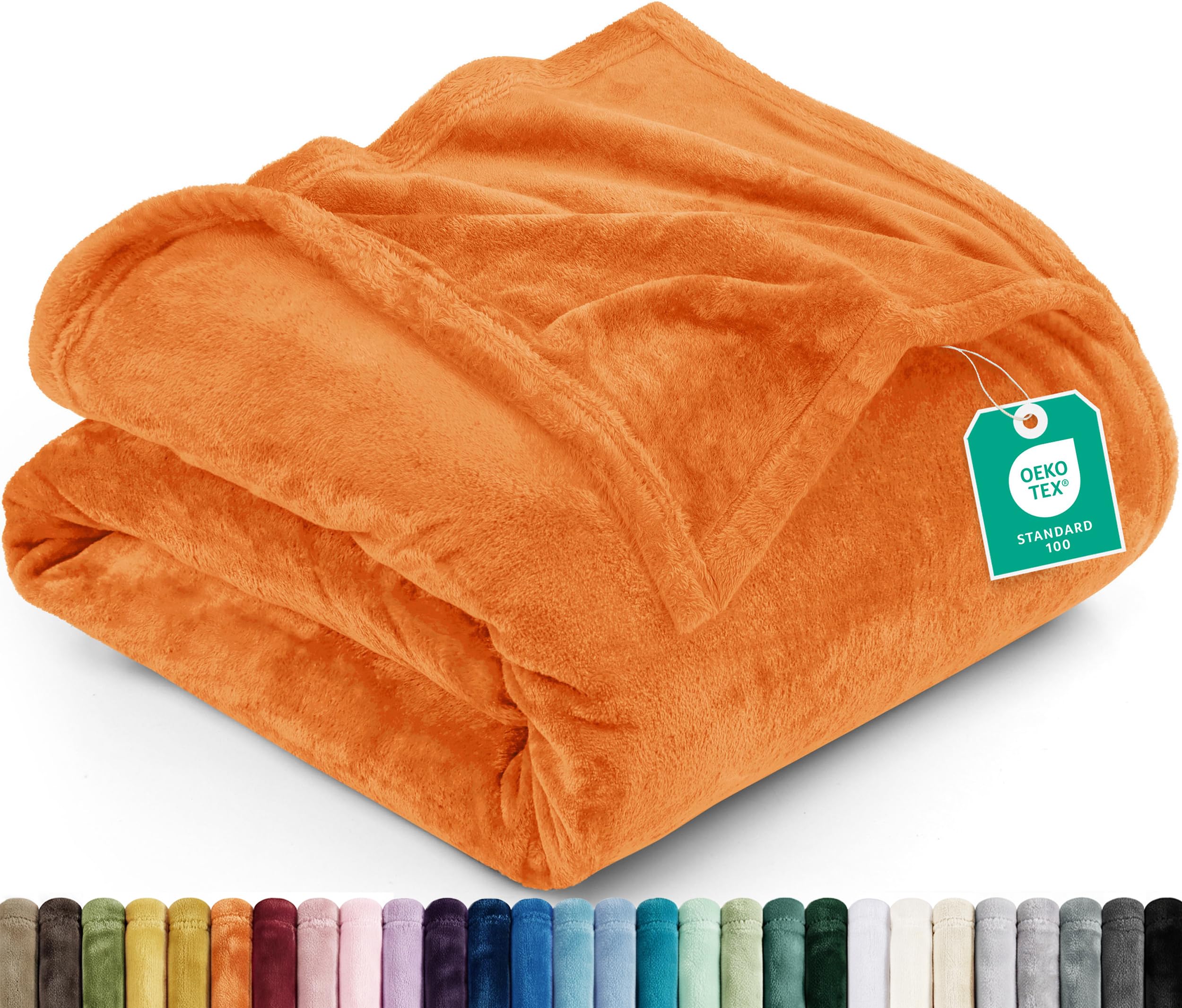 Utopia Bedding Soft Fleece Bed Blanket Queen Size Burnt Orange (90x90 Inch)