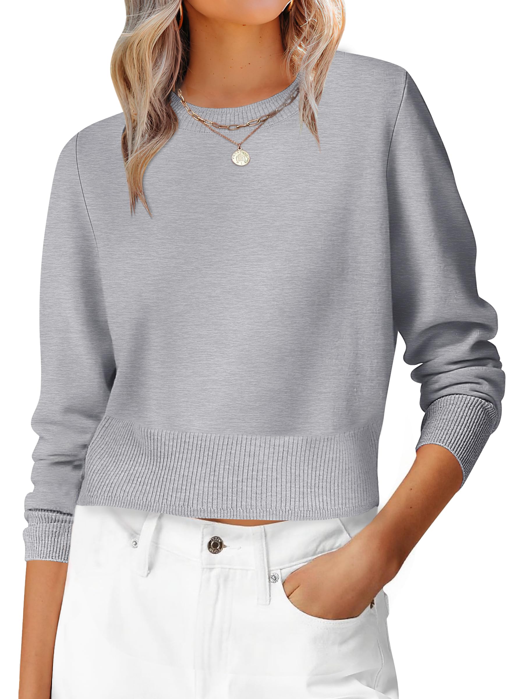 ANRABESS Women’s Long Sleeve Sweaters Cropped Crew Neck | Business Casual Tops,Light Weight Comfy Knit,Pullover ShortSweater,Basic Classic,Fall Fashion Winter Layer Clothes