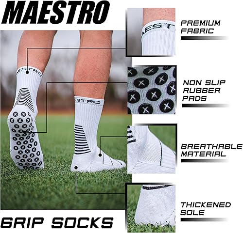 Miniatura 2 de Maestro Grip Socks - Calcetines antideslizantes para hombre - Calcetines antideslizantes para fútbol, baloncesto, hockey, fútbol