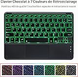 EHLCYS Coque Clavier pour Xiaomi Pad 8/8 Pro/Pad 7/7 Pro 11,2 Pouces, AZERTY Clavier Bluetooth avec Pavé Tactile Détachable Rétroéclairé 7 Couleurs, Coque Ultra-Fine Et Souris Intégrée,Noir - 7