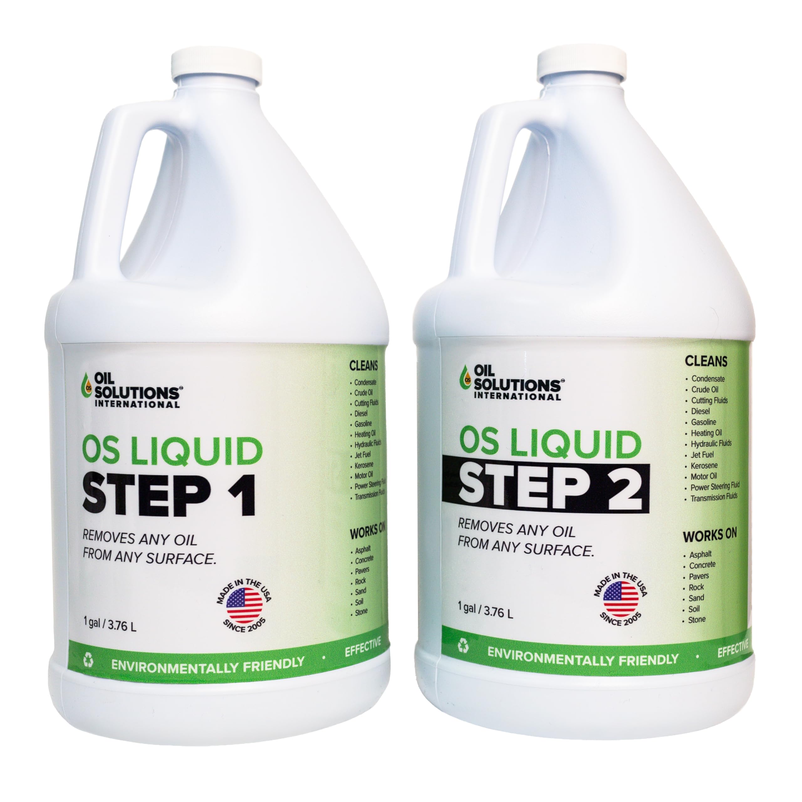 Oil Solutions Liquid (Step1/Step2) The Most Effective Non-Toxic Formula to Remove Oil Stains and Oil Odor (1 Gallon KIT)