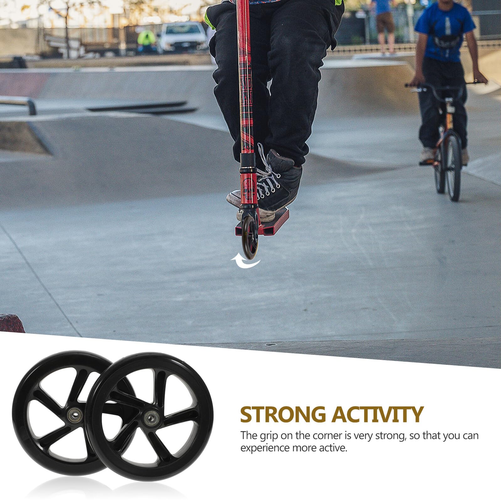 ABOOFAN 2 pièces Roues de Scooter Haute Élasticité PU avec Roulements Résistantes à Usure Remplacement pour Trottinette Compatibles Surfaces Urbaines Légères et Durables Lot