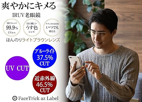 Amazon.co.jp: [FaceTrick az Label] カッコいい 老眼鏡 メンズ