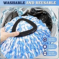 Vista 5 de 4 Pack Spin Mop Replacements Head Compatible for Oceda RinseClean 2-Tank System,Microfiber Spin Mop Refills Head,1 Mop Scrub Brush + 1 Mop Base + 4