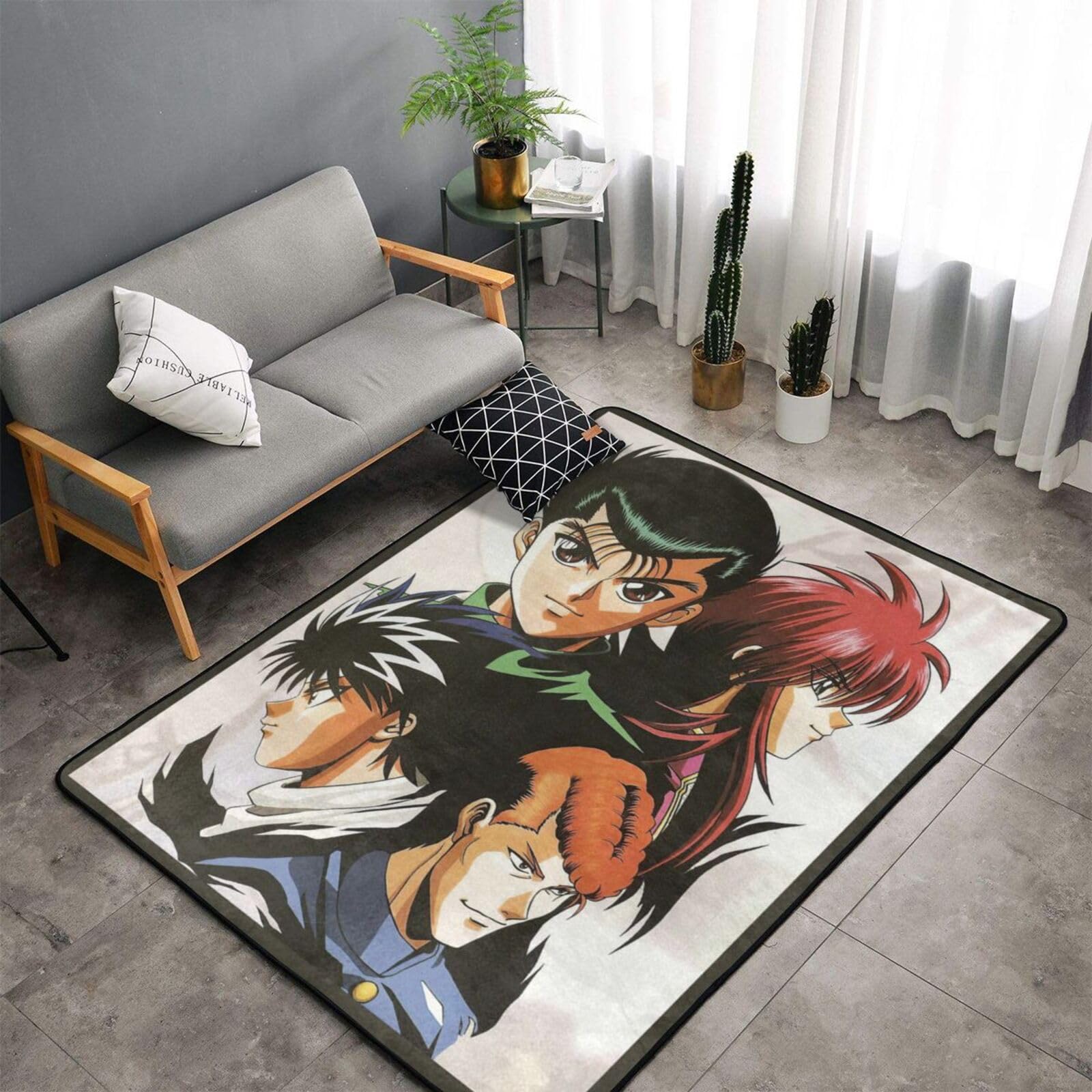 Anime Yu Yu Hakusho Rugs Area Rug Soft Non-Slip Carpet for Bedroom Home Living Room Decor Floor Mat 60 X 39 in