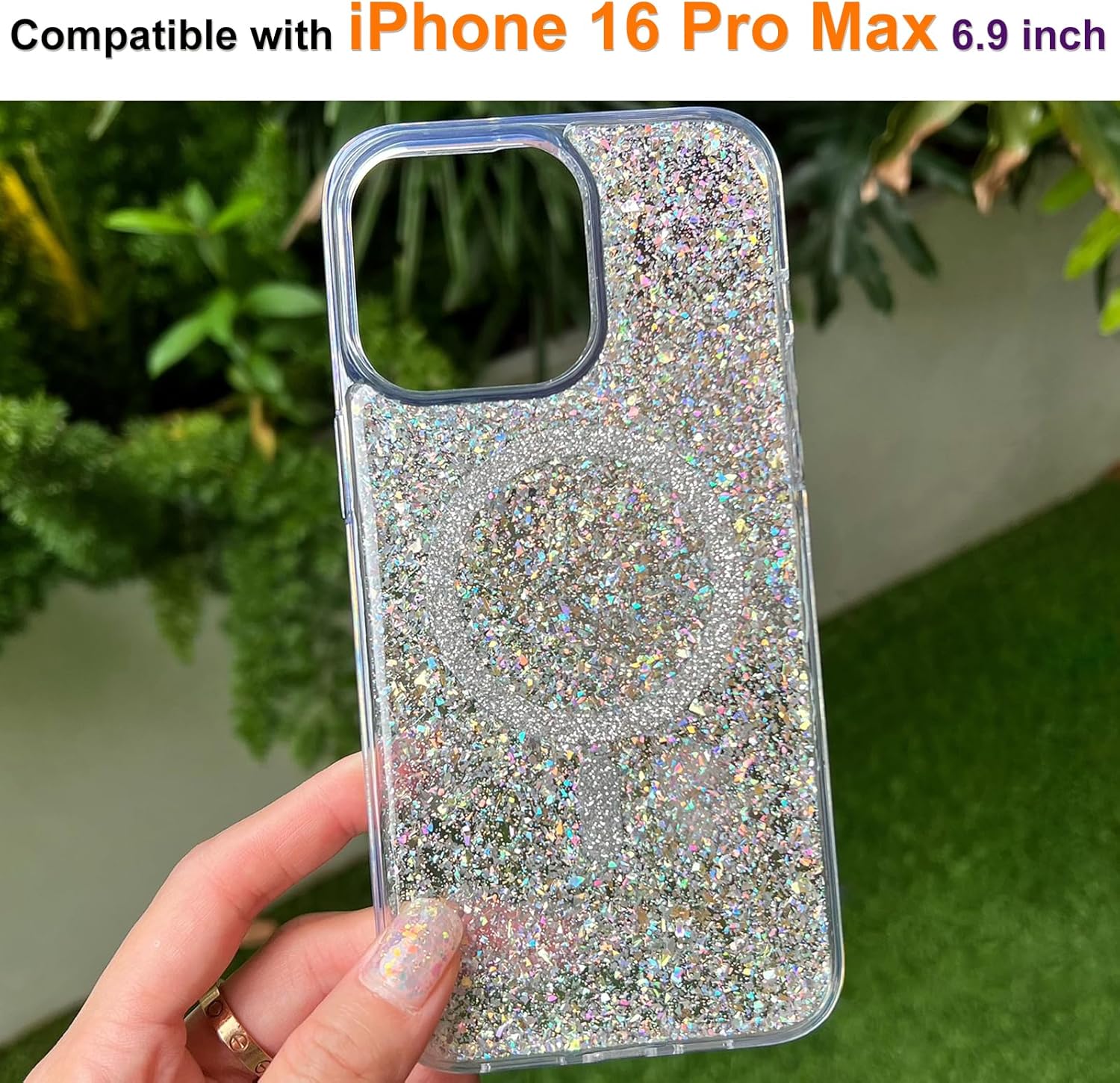 Sparkly for iPhone 16 Pro Max Case Glitter Compatible with MagSafe Shockproof Bling Phone Cover for Girls Speck iPhone 16 Pro Max Case Magnetic 6.9" (Twinkle Stardust, for iPhone 16 Pro Max 6.9") - Image 2