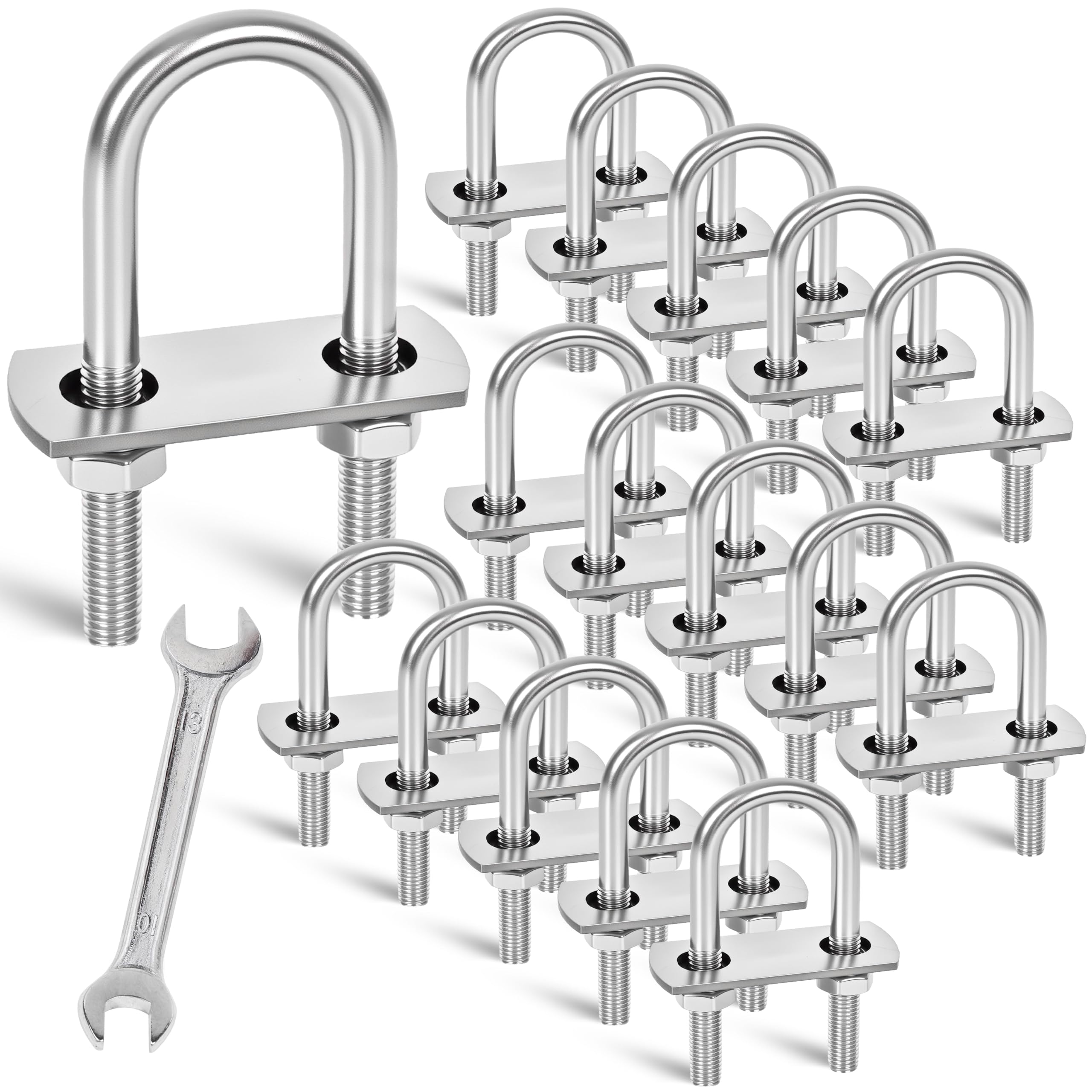 M8 U-Bolts - 4 Sets Stainless Steel -23