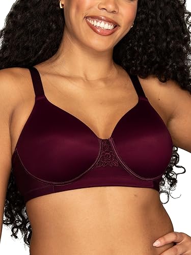 Vanity Fair Women's Full Figure Beauty Back Smoothing Bra, 4-Way Stretch Fabric, Lightly Lined Cups up to H, Wirefree - Sophisticated Plum, 40B
