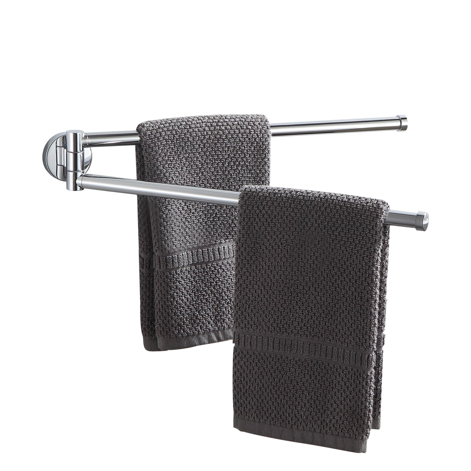 BGL Swivel Towel Bar for Bathroom Chrome,Swing Out Double Towel Bar 2-Arm Kitchen Wall Mounted Towel Hanger Holder for Bathroom Organizer
