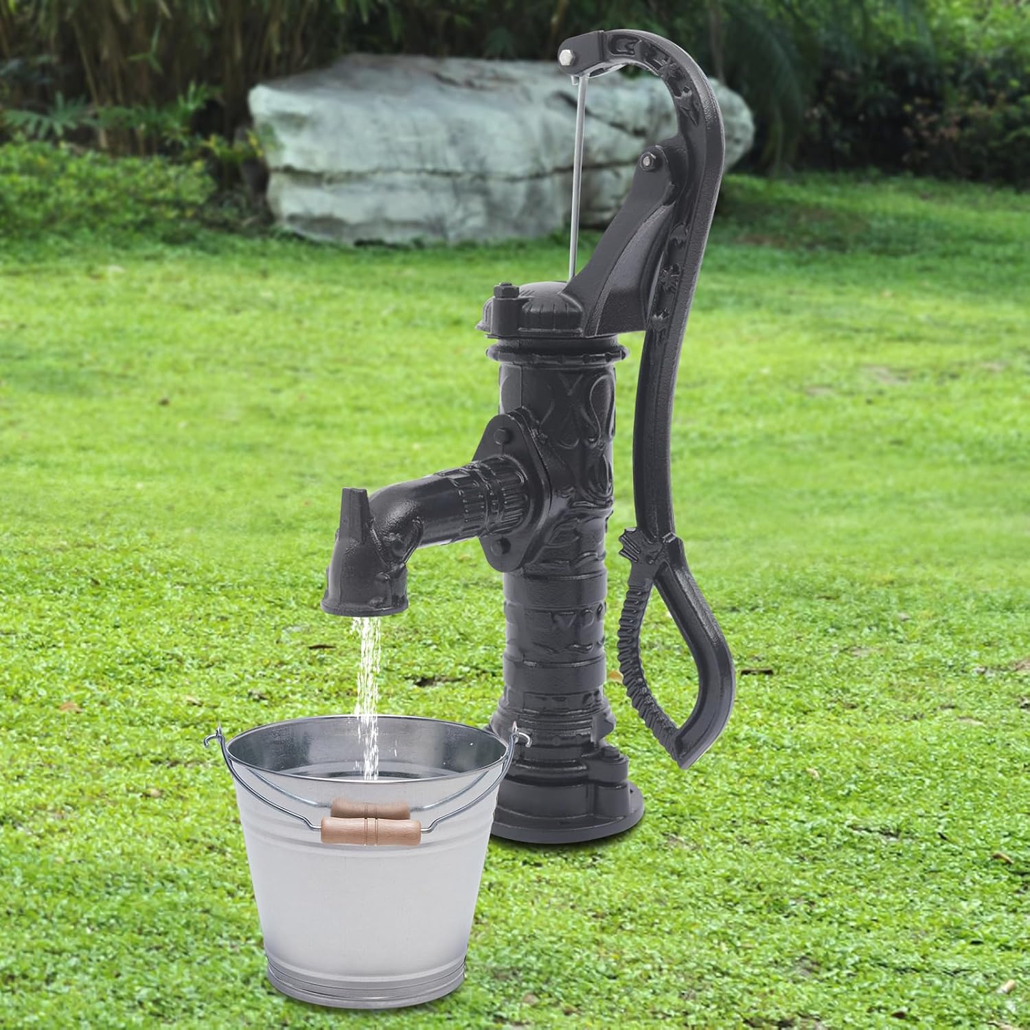 26.38'' Cast Iron Pitcher Pump, Antique Manual Water Pump Cast Iron Well Water Pitcher for Outdoor Yard Garden Pond, Farm Irrigation
