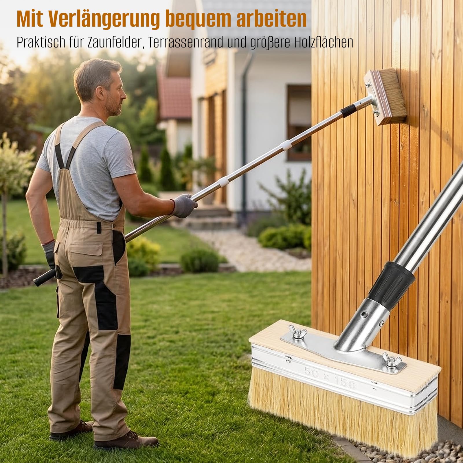 Flächenstreicher, Terrassen Pinsel Mit Stiel, 150cm Terrassen Pinsel Set, 2 Stück Lasurpinsel Set, Für Holzböden, Zaunwandmöbel, ölbeizen, Terrassenfarben, Terrassenflecken, Deckbeschichtungen