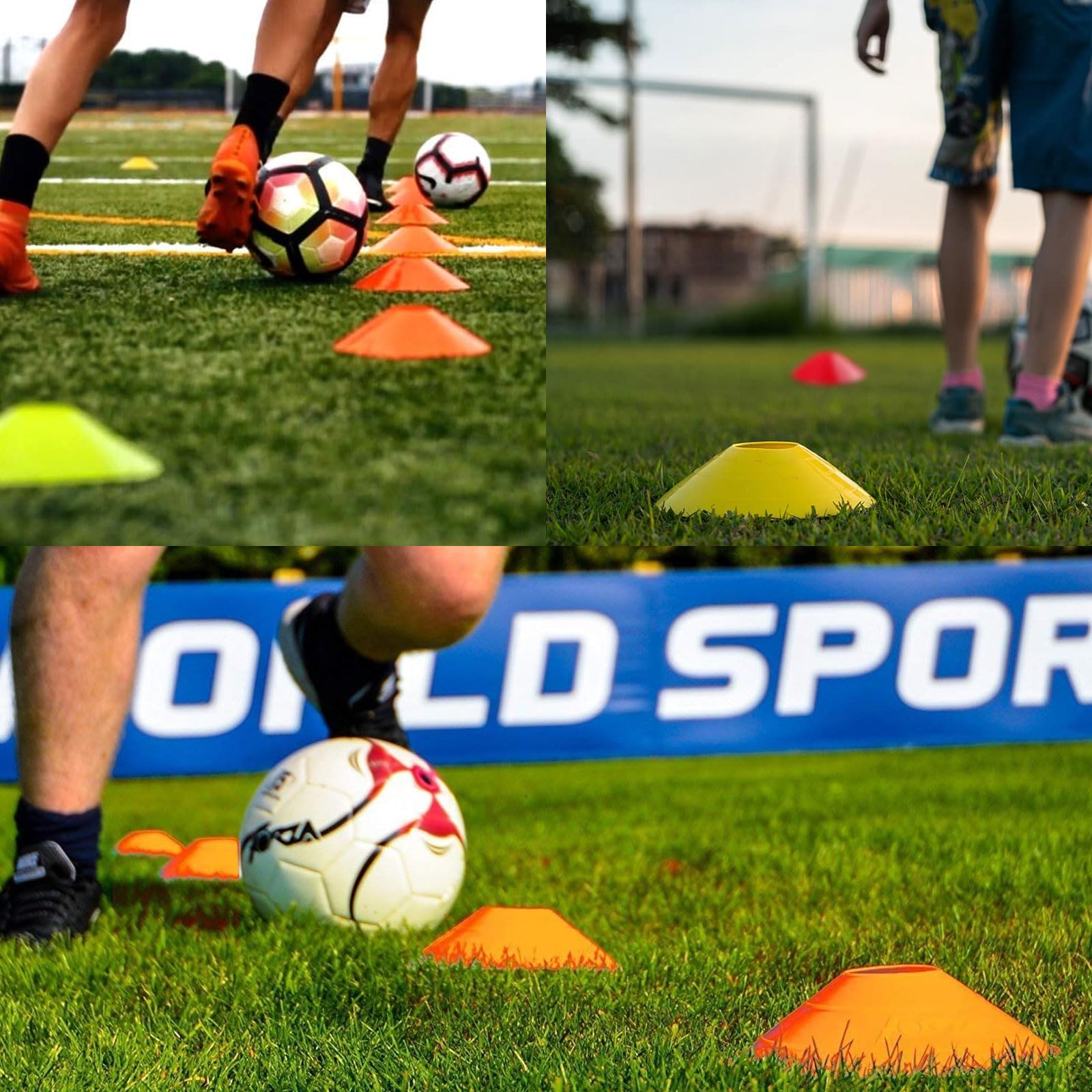 GEERDAN Plots de Marquage, Materiel Entrainement Football, Cone de Signalisation pour Entrainement Football, 5 Couleurs Plot Sport avec Support de Rangement