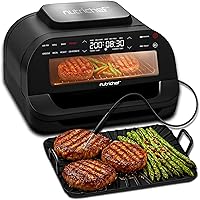 NutriChef Smokeless Indoor Grill & Air Fryer | 7-in-1 Smart Combo with Thermometer, 6L Capacity, Non-Stick Plates