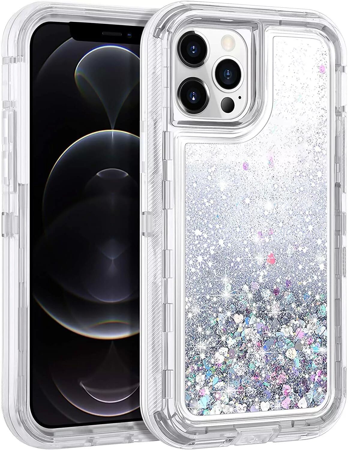 Fastsun 15 Pro max Dual Layer Liquid Case, Heavy Duty Luxury Bling Sparkle Liquid Shiny Floating Glitter Cover Full-Body Protection Shockproof Case