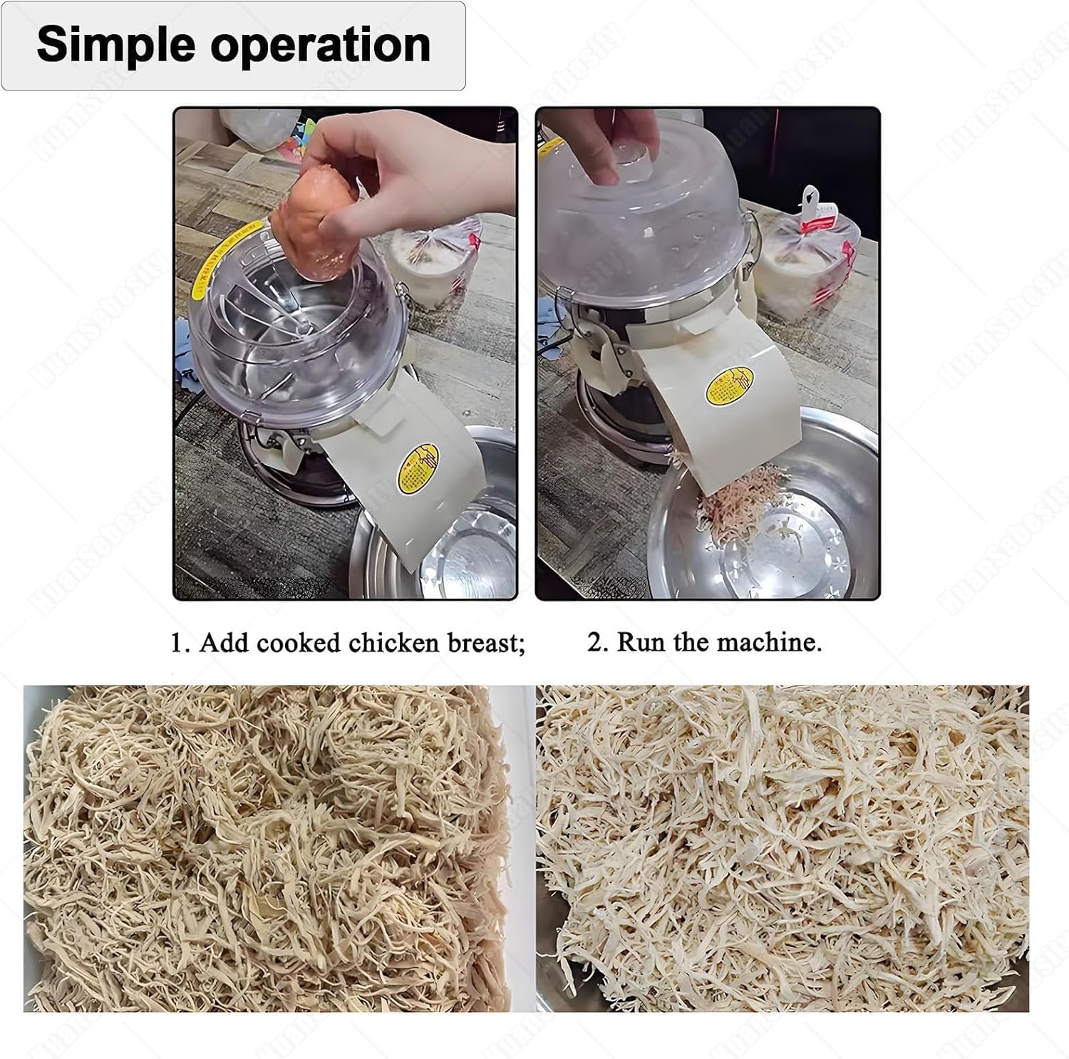 Trituradora de Pollo eléctrica: Carne de Alto Torque para Pollo y ternera cocidos, herramienta de trituración de Acero inoxidable con Ventana Visible