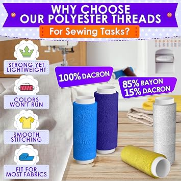 Sewing Machine Thread Set - 39 Colors Polyester Thread for Sewing Machine & Hand Embroidery, 140 Yards Per Spool, Bright Colors that Won't Fade - Ensures Smooth Stitching with Most Fabrics