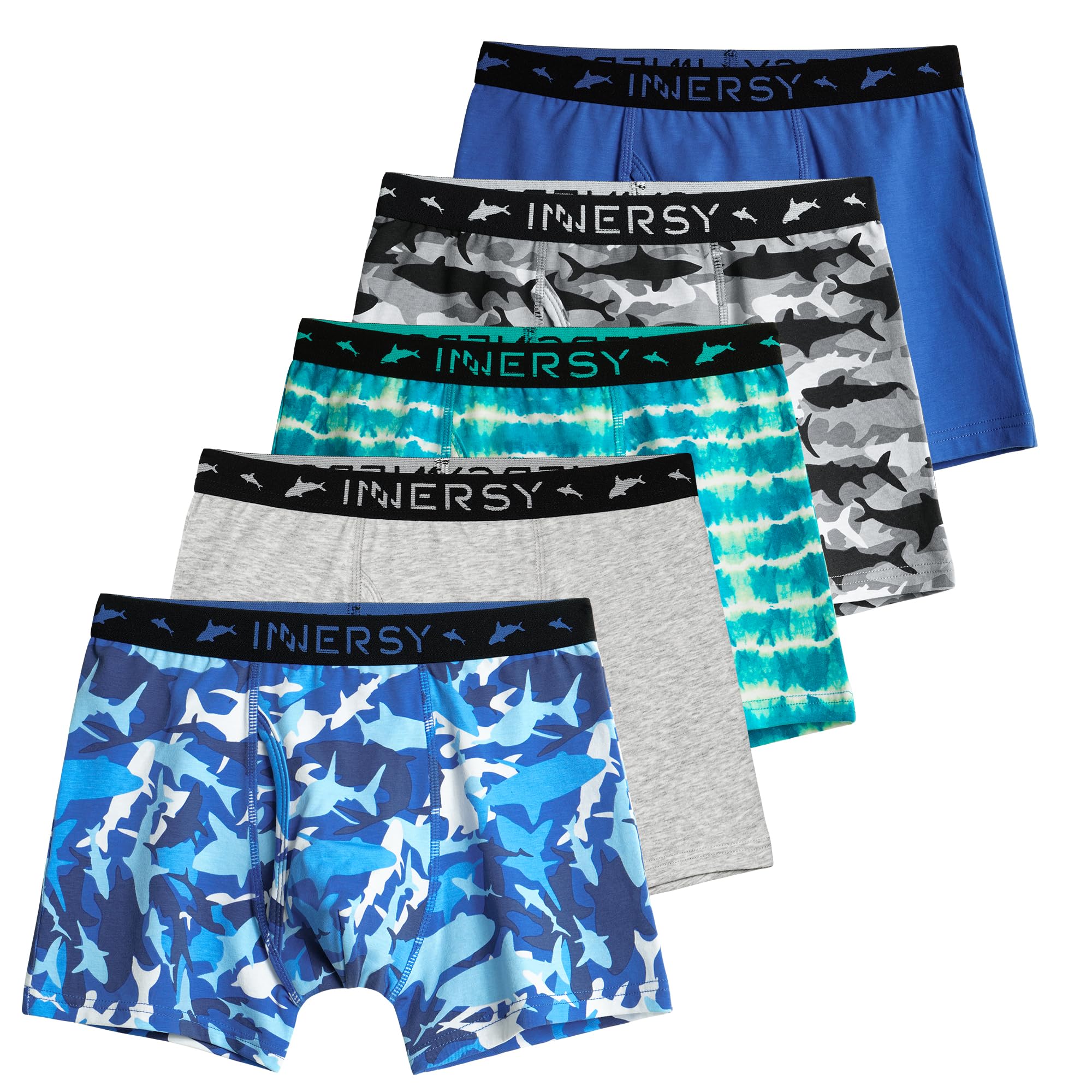 INNERSY Boxer pour Garçon en Coton Doux sous-vêtements Caleçons Grand Garcons 6 à 18 Ans Lot de 5