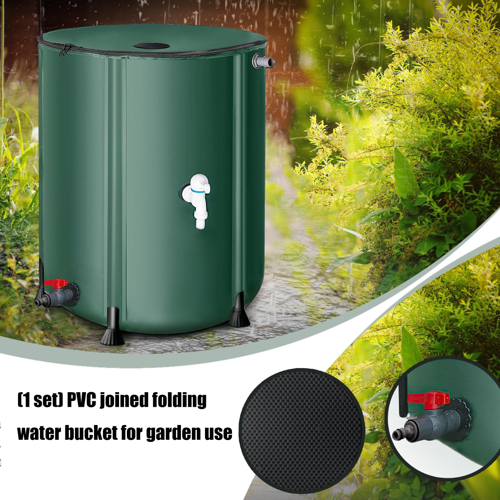 LUOFENG Contenedor portátil de almacenamiento de agua, cubo de agua de lluvia para recolección de agua de lluvia, almacenamiento de riego de jardín