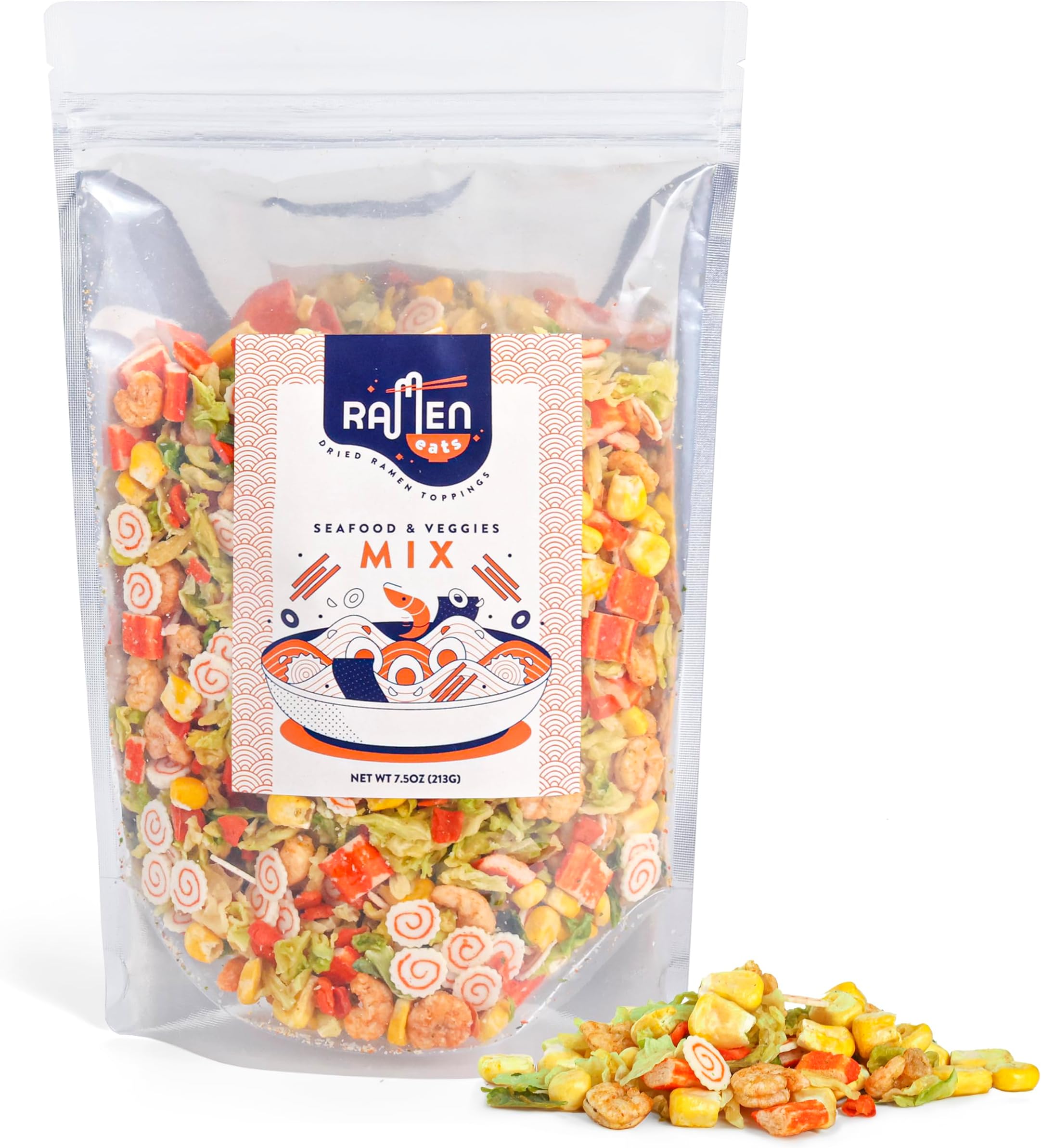 Ramen Eats Classic Seafood Mix with Dried Vegetables Toppings for Noodles (7.5 oz, Seafood Mix)