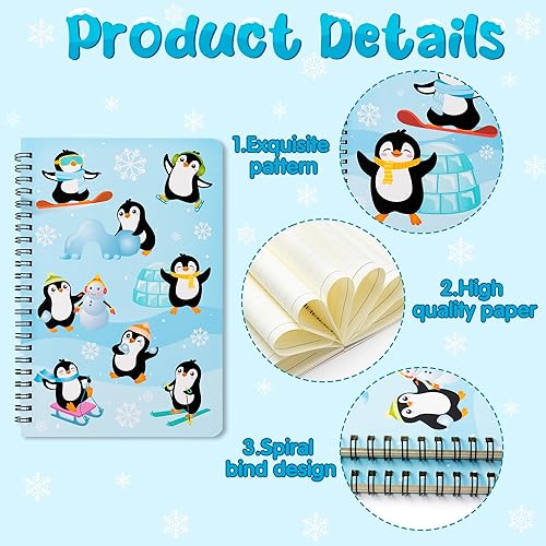 Miniatura 3 de 2 cuadernos en espiral A5 de pingüino, 50 hojas, 100 páginas, encuadernado con alambre de pingüino, cuaderno de viaje, cuaderno de espiral, cuaderno