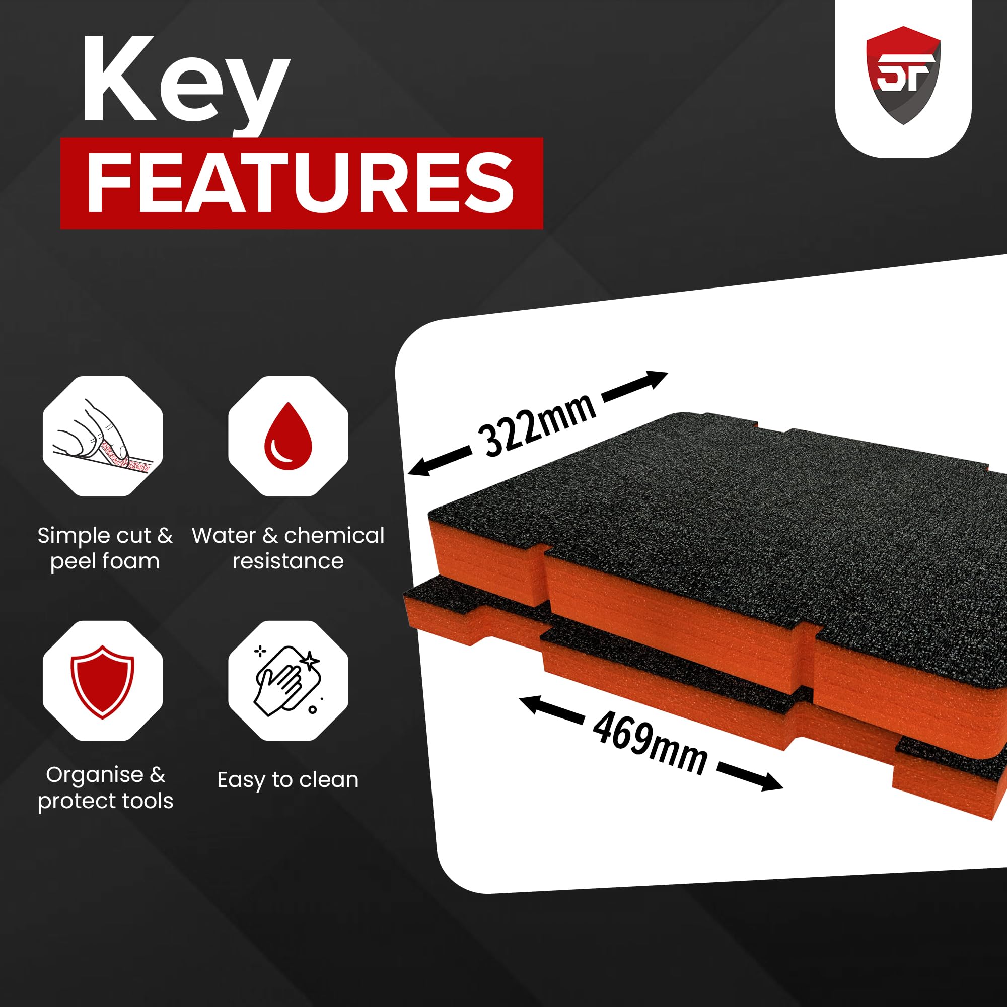 Shadow Foam Paquete de inserción compatible con caja de herramientas grande StackTech, espuma de corte y pelado para organización de cajas de herramientas (verde azulado, 30 mm)